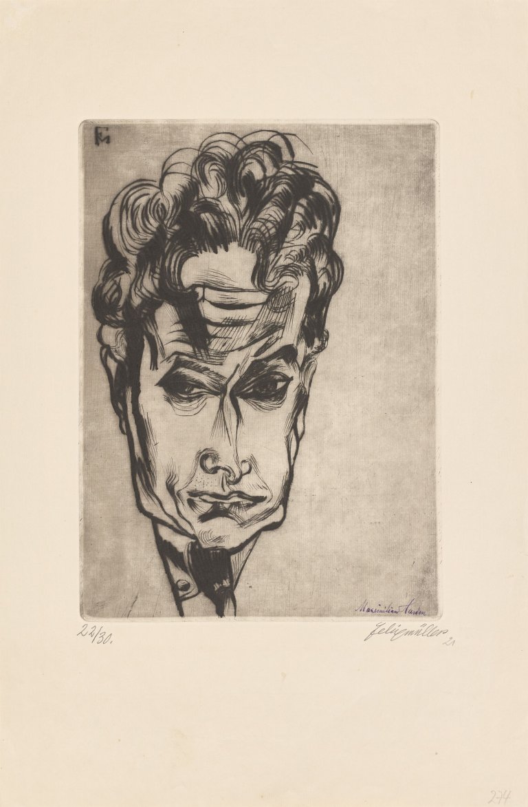 Auf diesem Bild ist das folgende Kunstwerk zu sehen: Conrad Felixmüller. „Bildnis Maximilian Harden“. 1921.