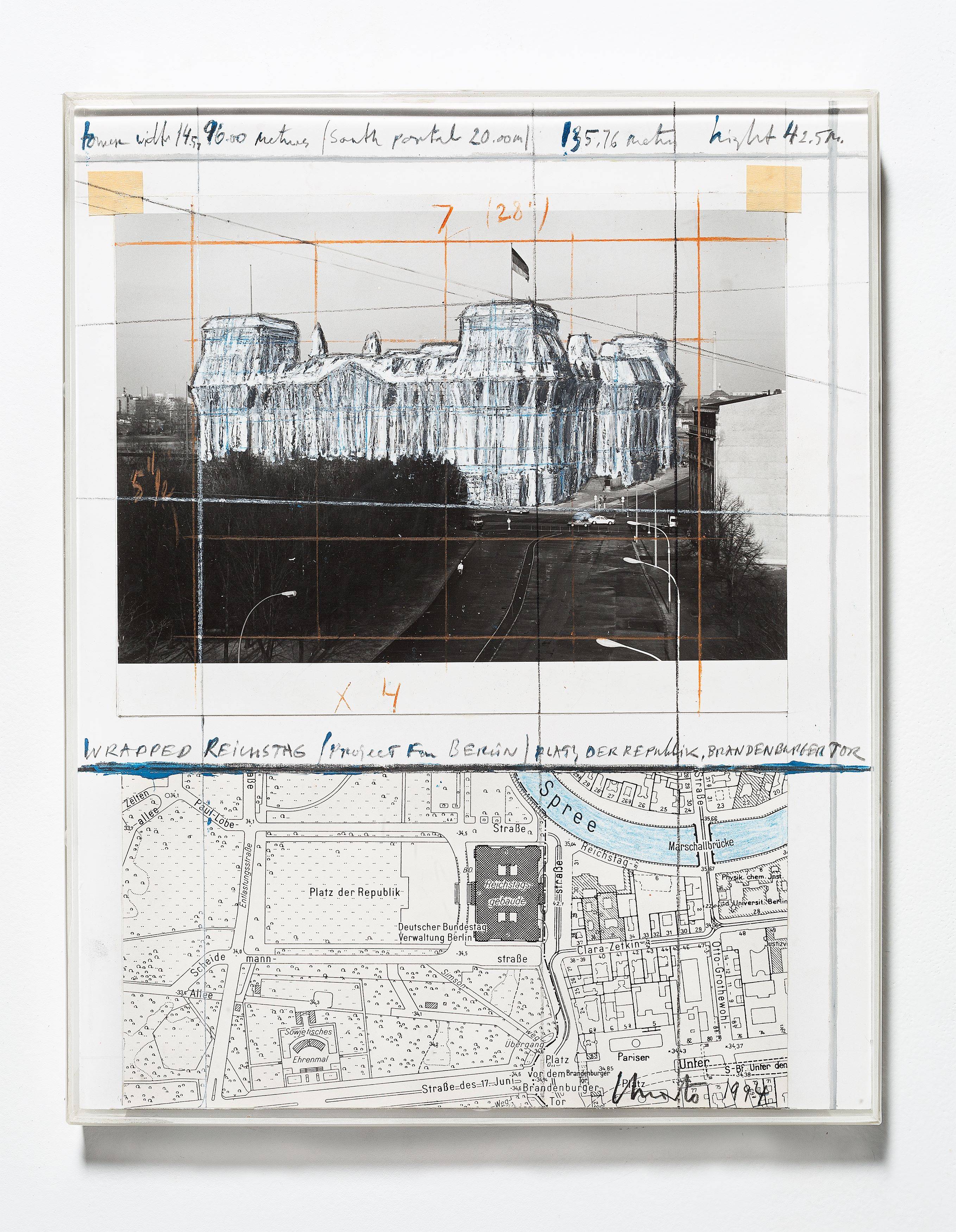 This picture shows the following artwork:  Christo. ”WRAPPED REICHSTAG (Project For BERLIN)”. 1994.