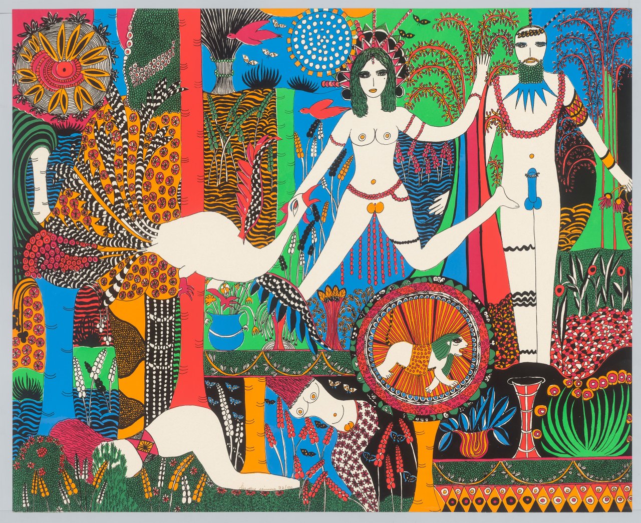 Auf diesem Bild ist das folgende Kunstwerk zu sehen: Dorothy Iannone. „Flora und Fauna“. 1973.