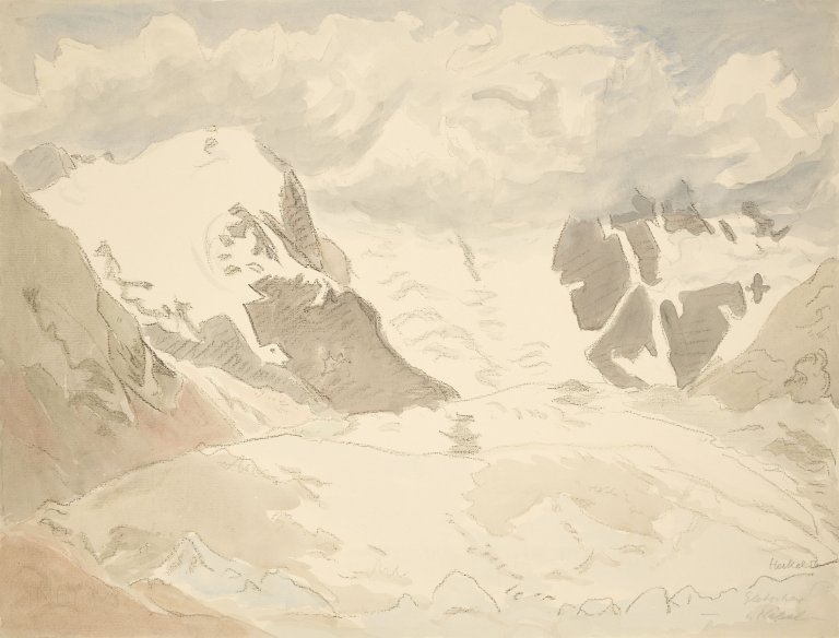 This picture shows the following artwork: Erich Heckel. ”Gletscher i. Nebel”. 1956.