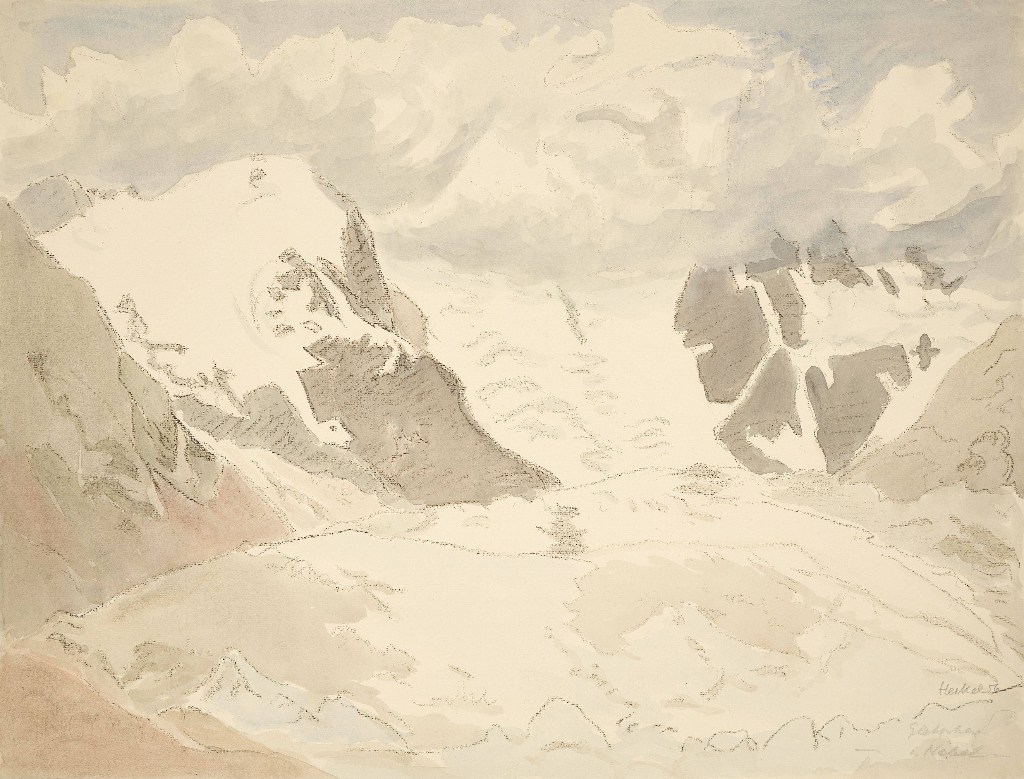 This picture shows the following artwork: Erich Heckel. ”Gletscher i. Nebel”. 1956.