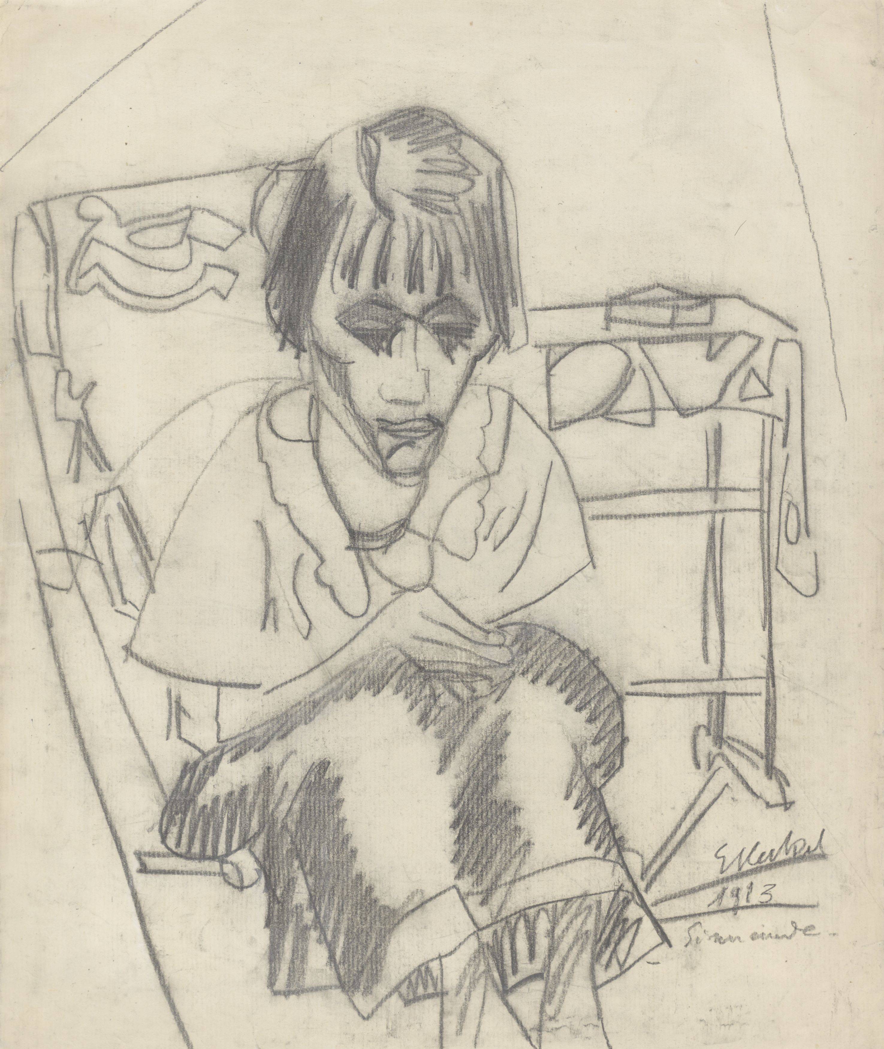 Auf diesem Bild ist das folgende Kunstwerk zu sehen: Erich Heckel. „Sinnende“. 1913.