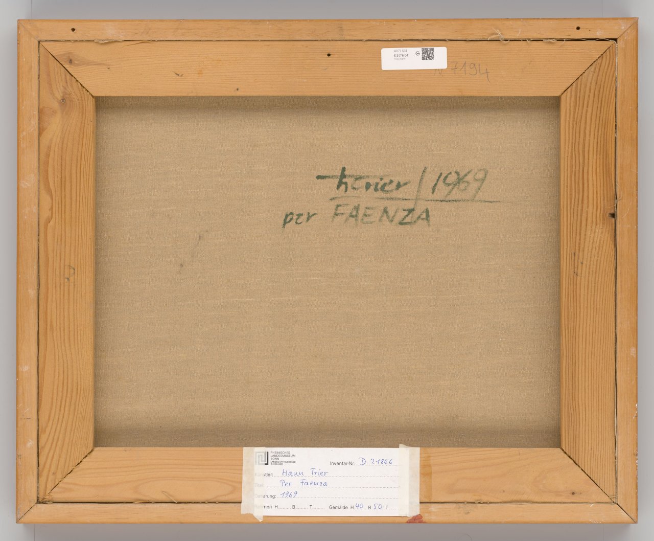 This picture shows the following artwork: Hann Trier. ”Per Faenza”. 1969.