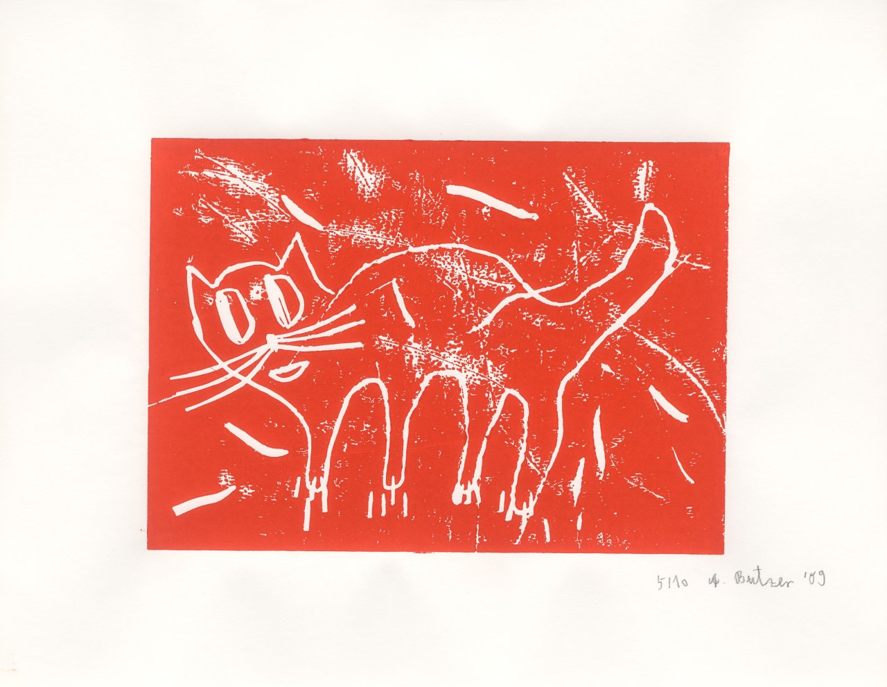 This picture shows the following artwork: André Butzer. Untitled (cats). 2009.