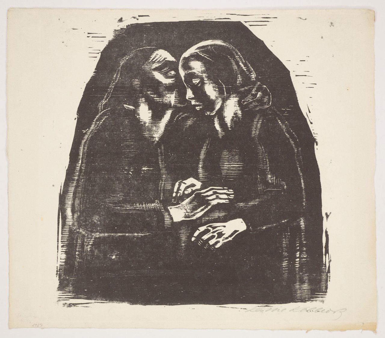This picture shows the following artwork: Käthe Kollwitz. ”Maria und Elisabeth (Final third Version)”. 1929/30.