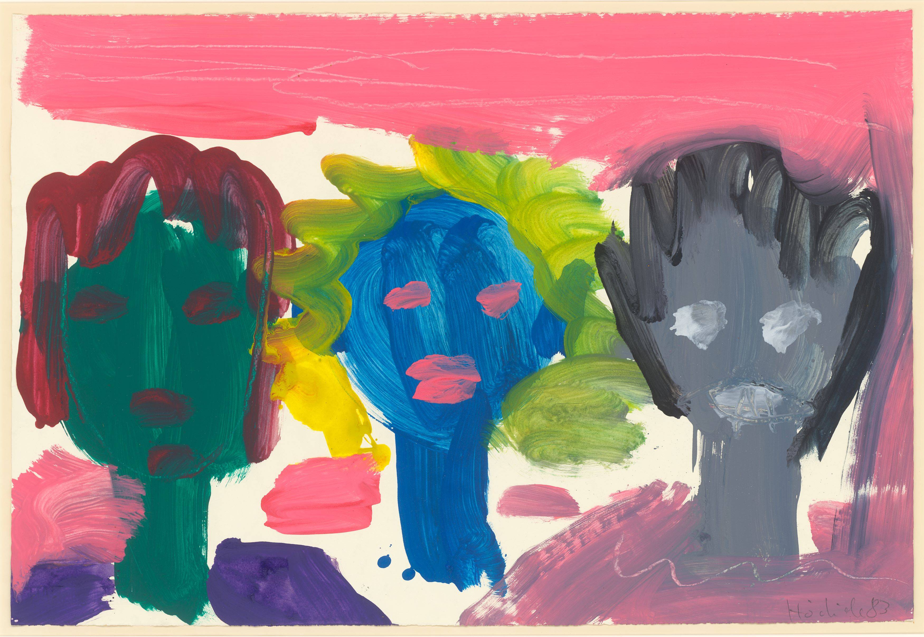 This picture shows the following artwork: Karl Horst Hödicke. ”Drei Kinderköpfe”. 1983.