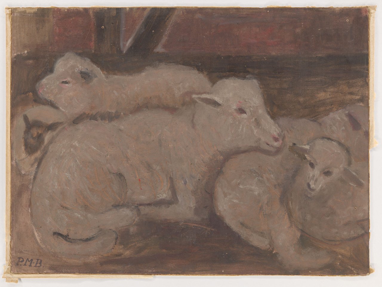 Auf diesem Bild ist das folgende Kunstwerk zu sehen: Paula Modersohn-Becker. „Liegende Schafe“. Um 1903.