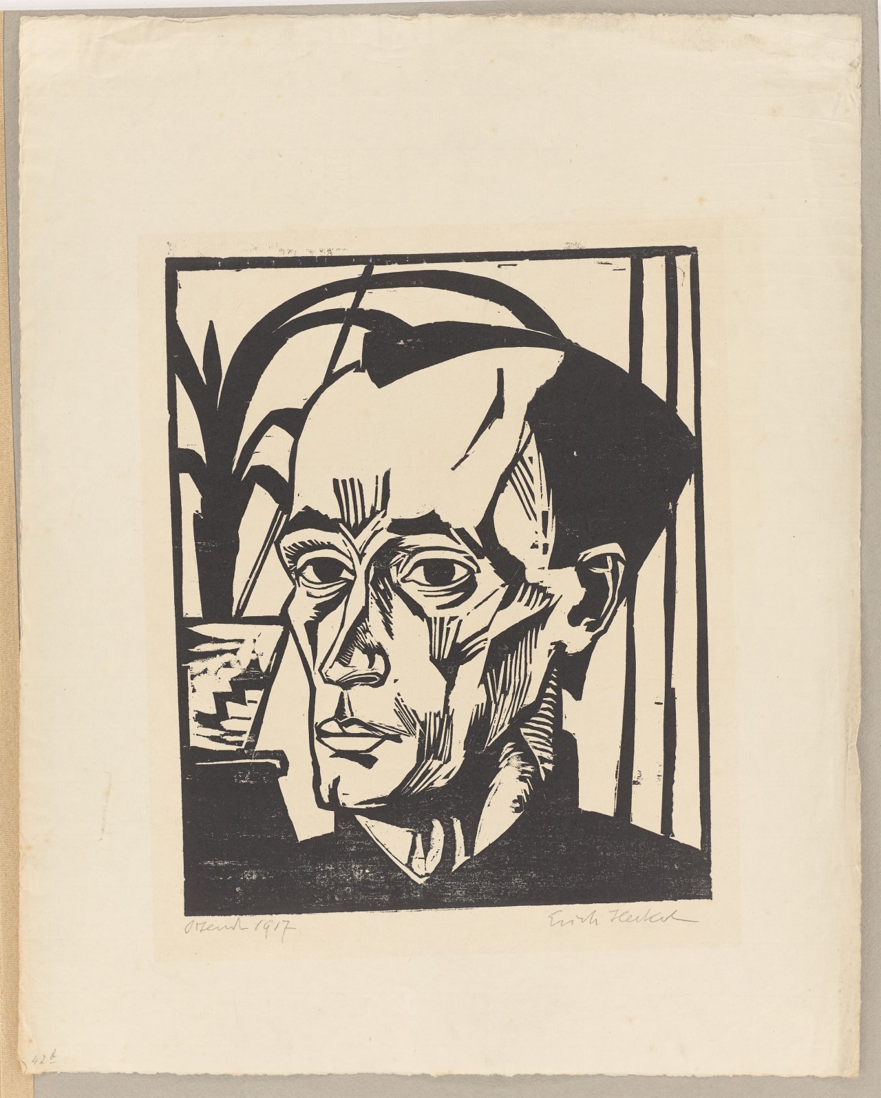 This picture shows the following artwork: Erich Heckel. ”Bildnis E.H.”. 1917.