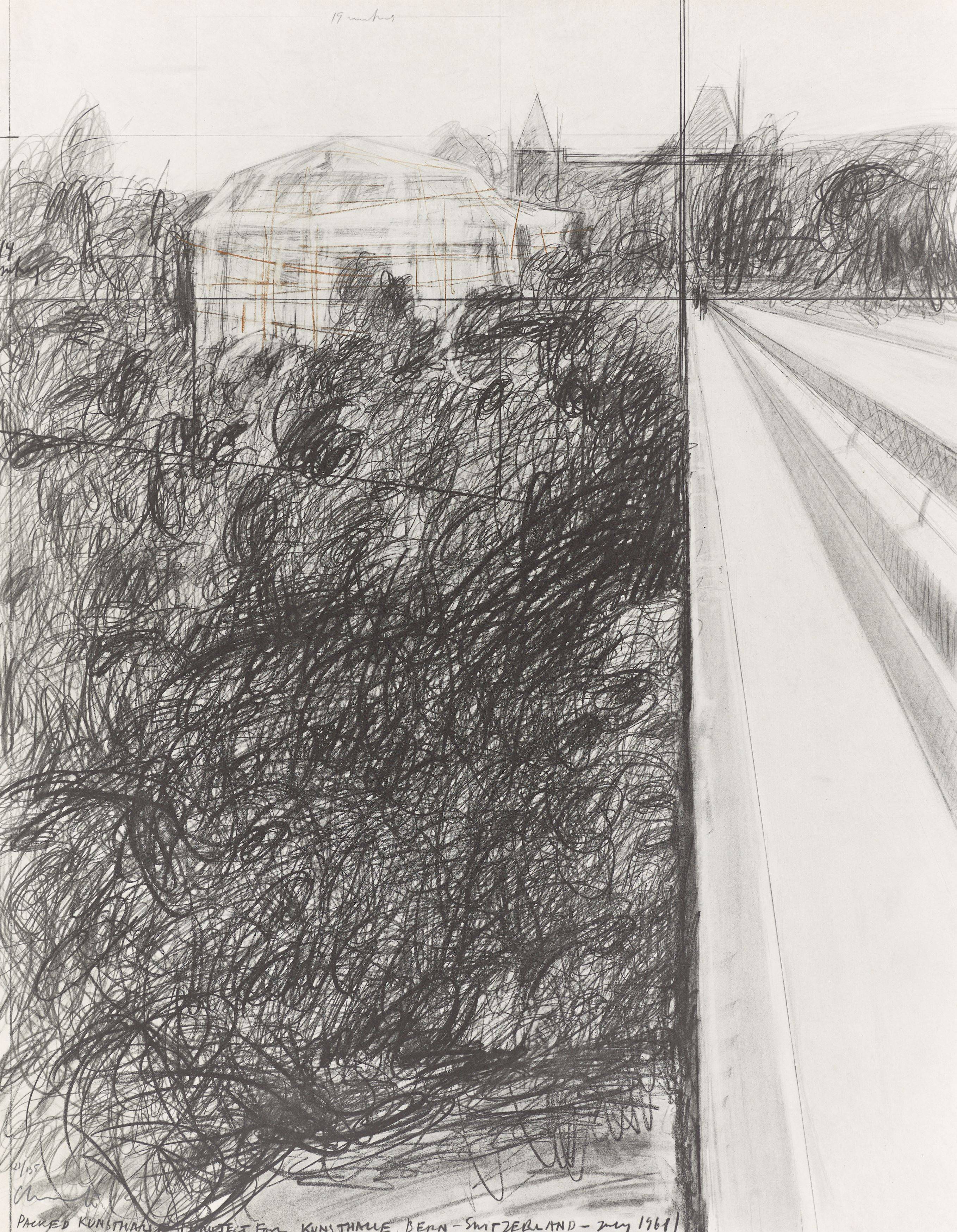 Auf diesem Bild ist das folgende Kunstwerk zu sehen:  Christo und Jeanne-Claude. „Packed Kunsthalle Bern, Project“. 1972.