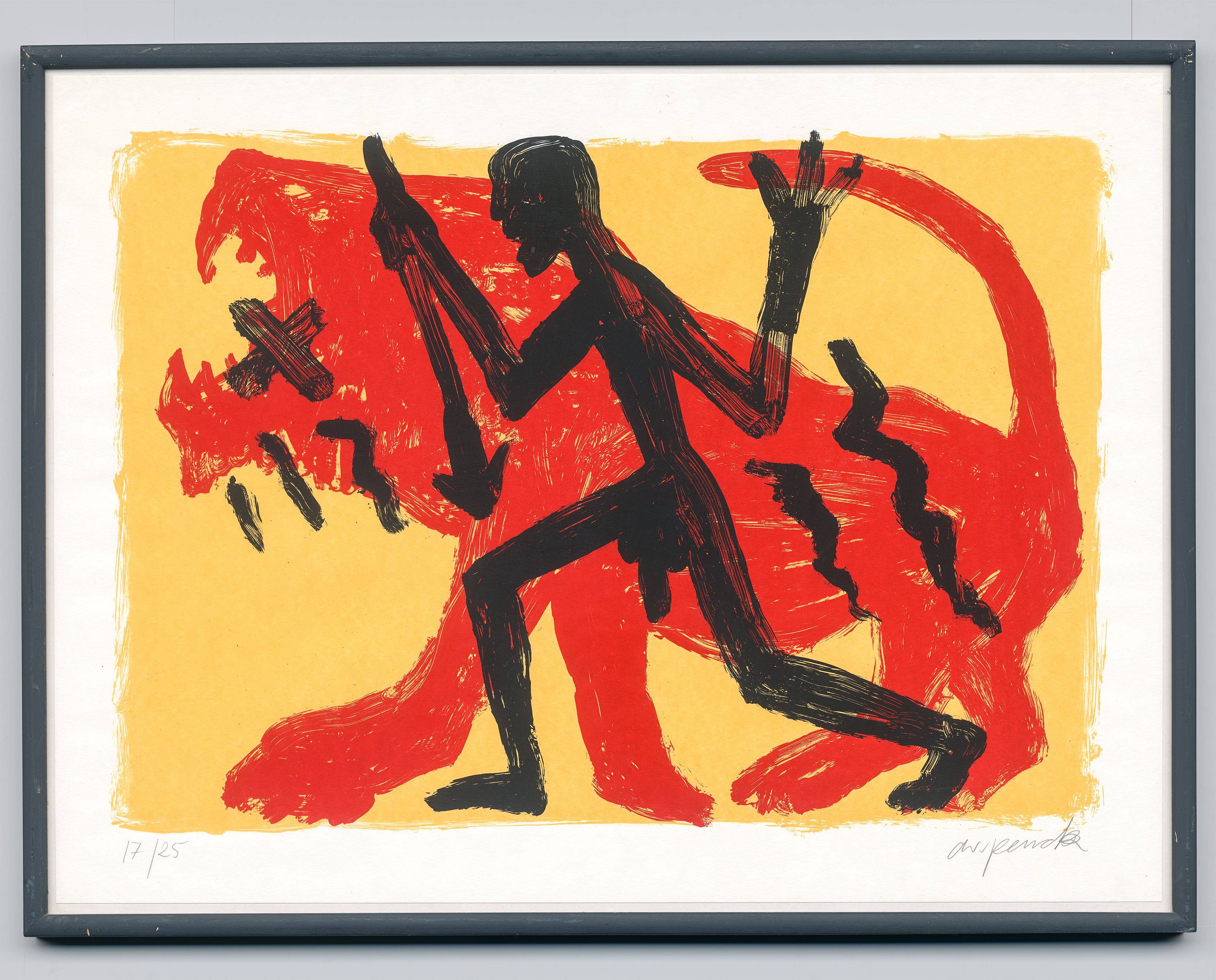 Auf diesem Bild ist das folgende Kunstwerk zu sehen: A.R. Penck. Aus: „Jäger“. 1994.