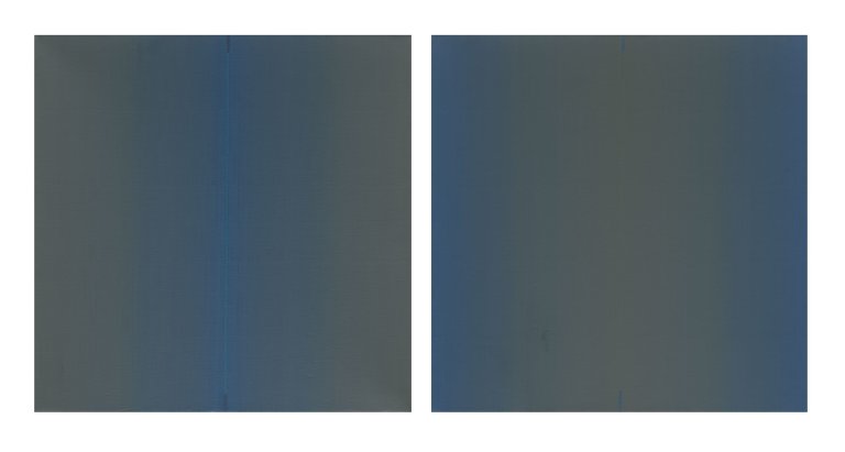 Auf diesem Bild ist das folgende Kunstwerk zu sehen: Johannes Geccelli. „MITTBLAU QUADRAT“ / „BLAURAND QUADRAT“. 1994.