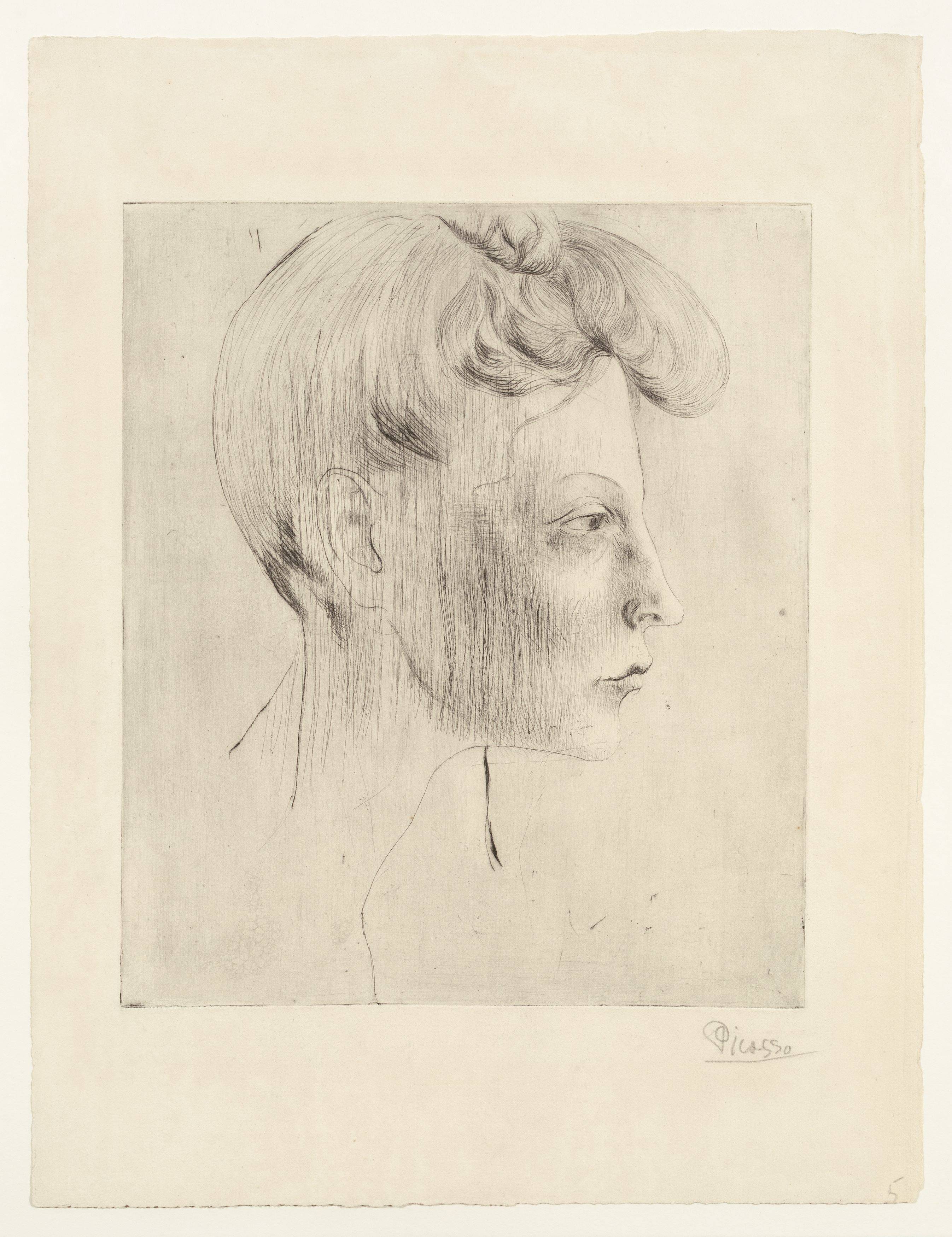 Auf diesem Bild ist das folgende Kunstwerk zu sehen: Pablo Picasso. „Tête de femme, de profil“. 1905.