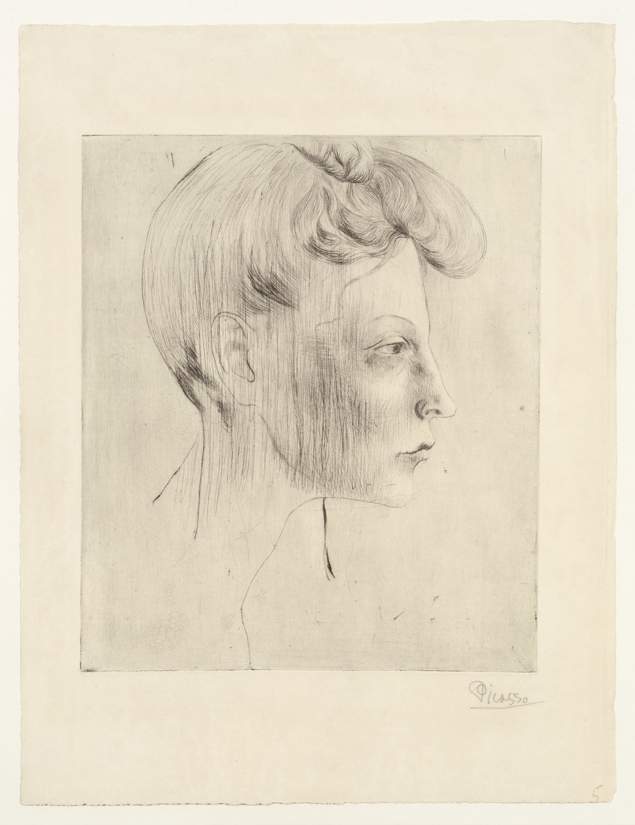 Auf diesem Bild ist das folgende Kunstwerk zu sehen: Pablo Picasso. „Tête de femme, de profil“. 1905.
