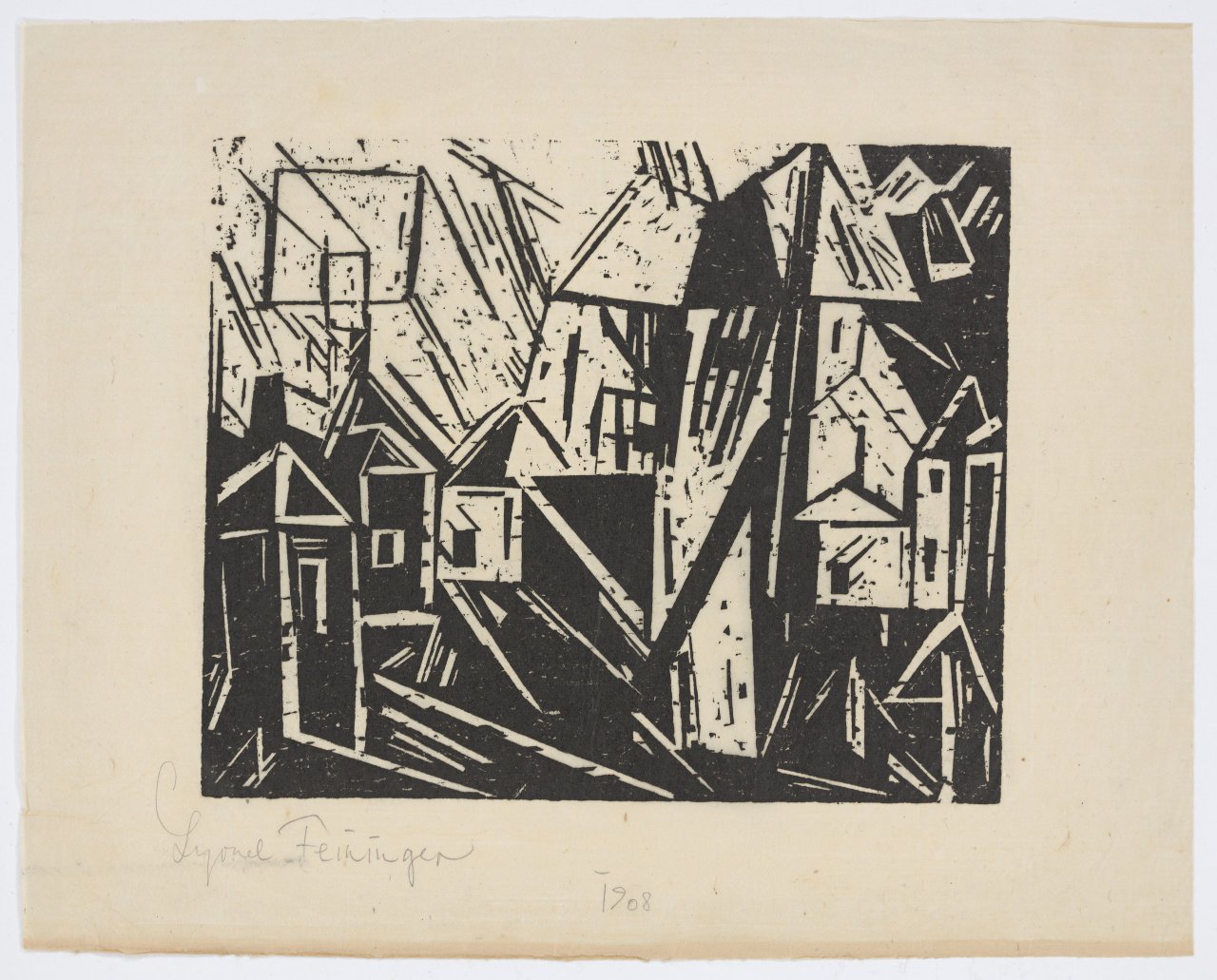 This picture shows the following artwork: Lyonel Feininger. ”Dorf”. 1919.