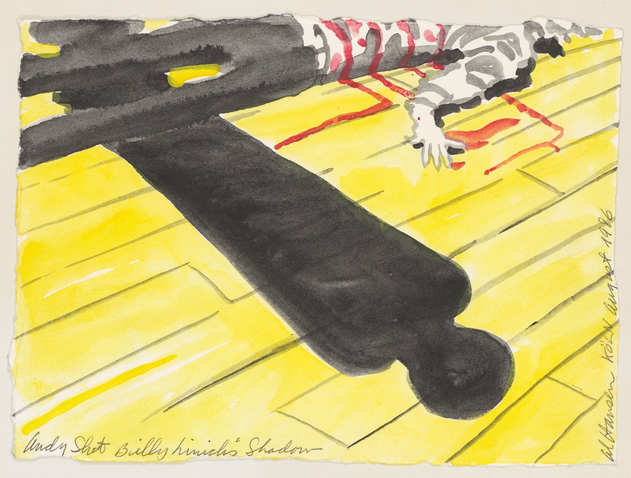 This picture shows the following artwork: Al Hansen. ”Andy Shot Billy Linichs' Shadow”. 1986.