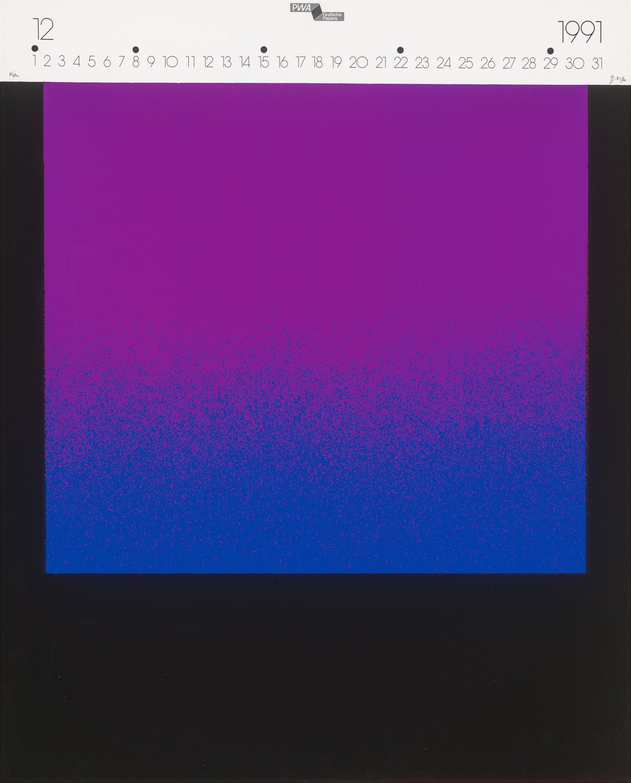 Auf diesem Bild ist das folgende Kunstwerk zu sehen: Rupprecht Geiger. „Kalender 1991“. 1990.