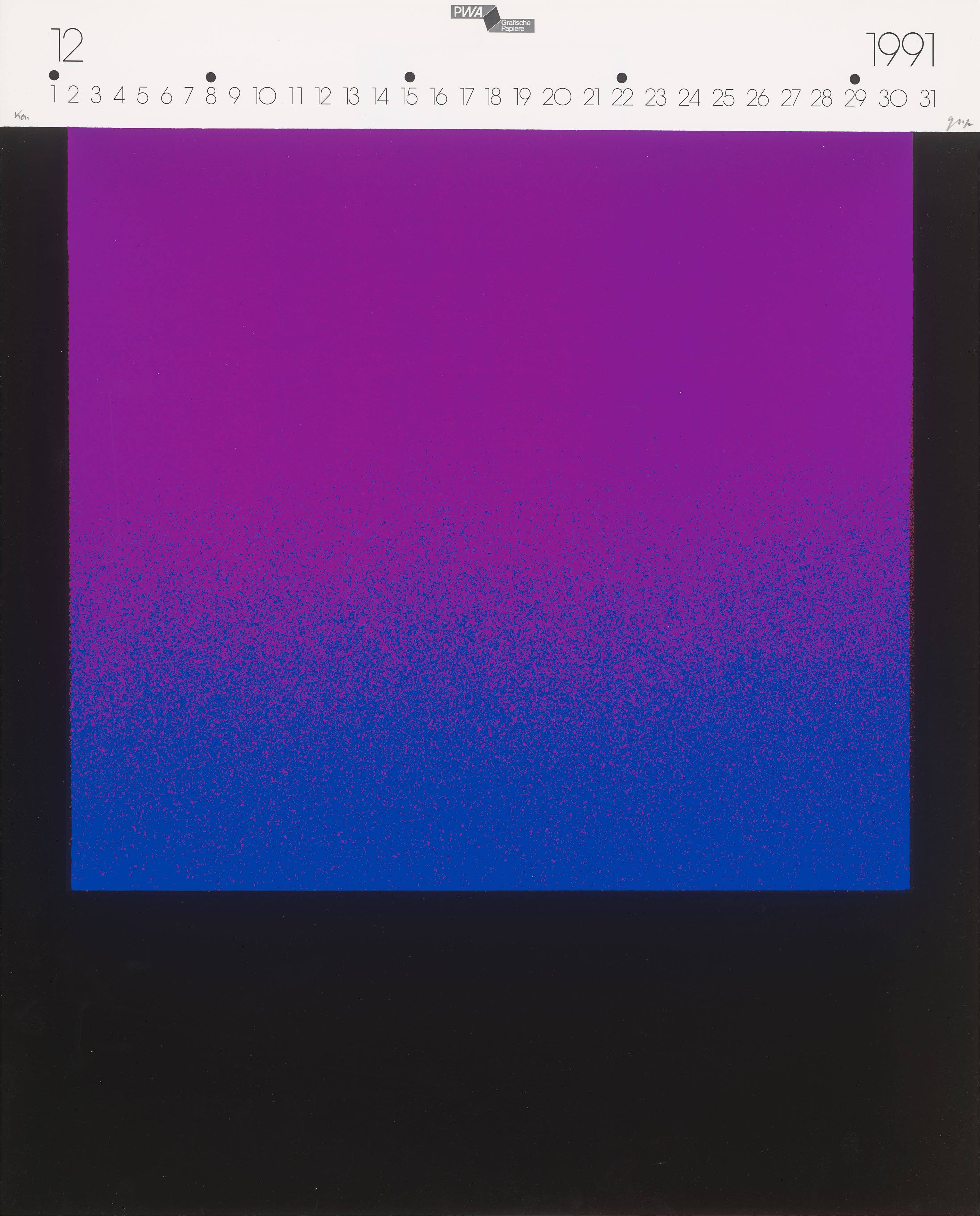 Auf diesem Bild ist das folgende Kunstwerk zu sehen: Rupprecht Geiger. „Kalender 1991“. 1990.