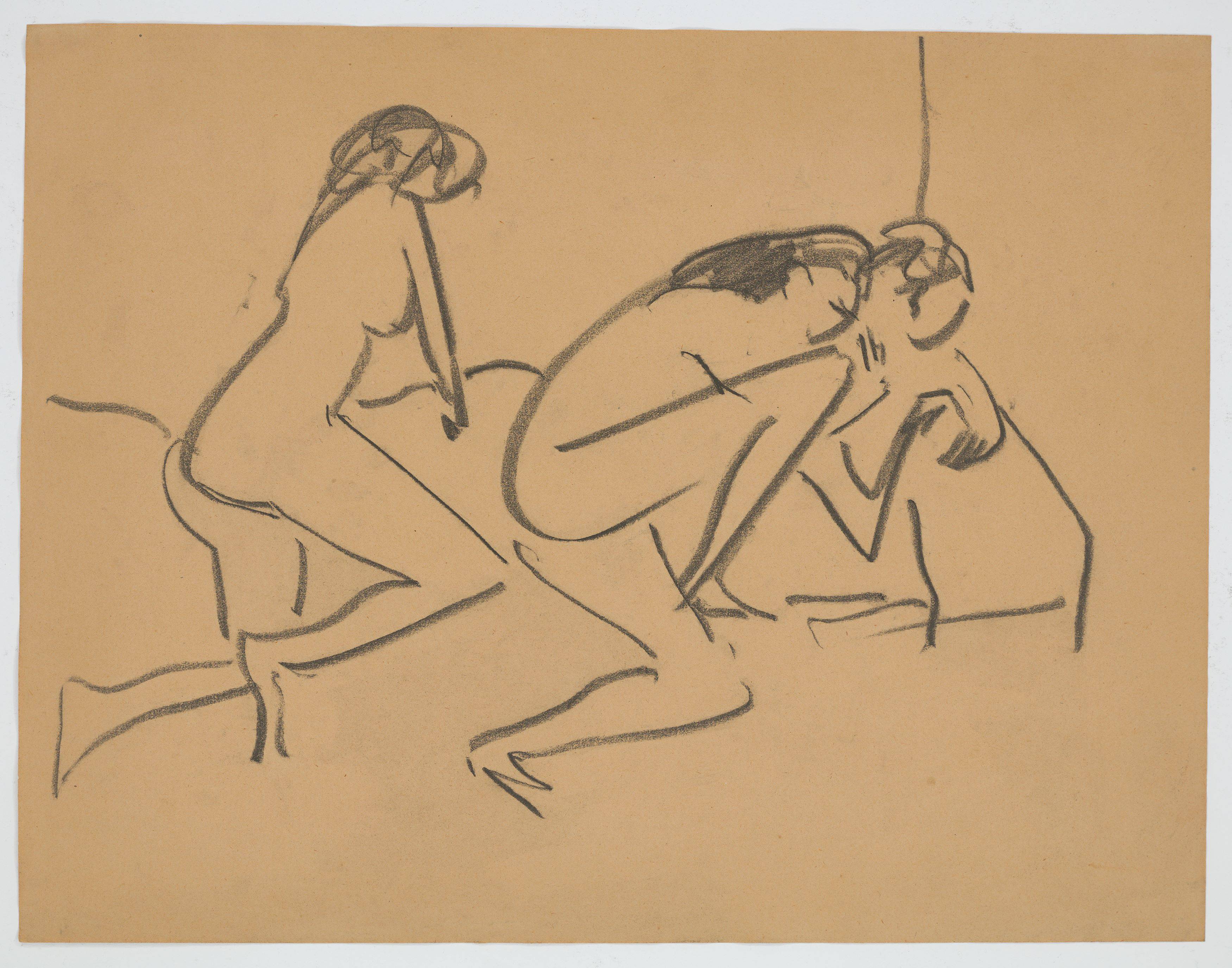 This picture shows the following artwork: Ernst Ludwig Kirchner. Group of nudes. Circa 1909.