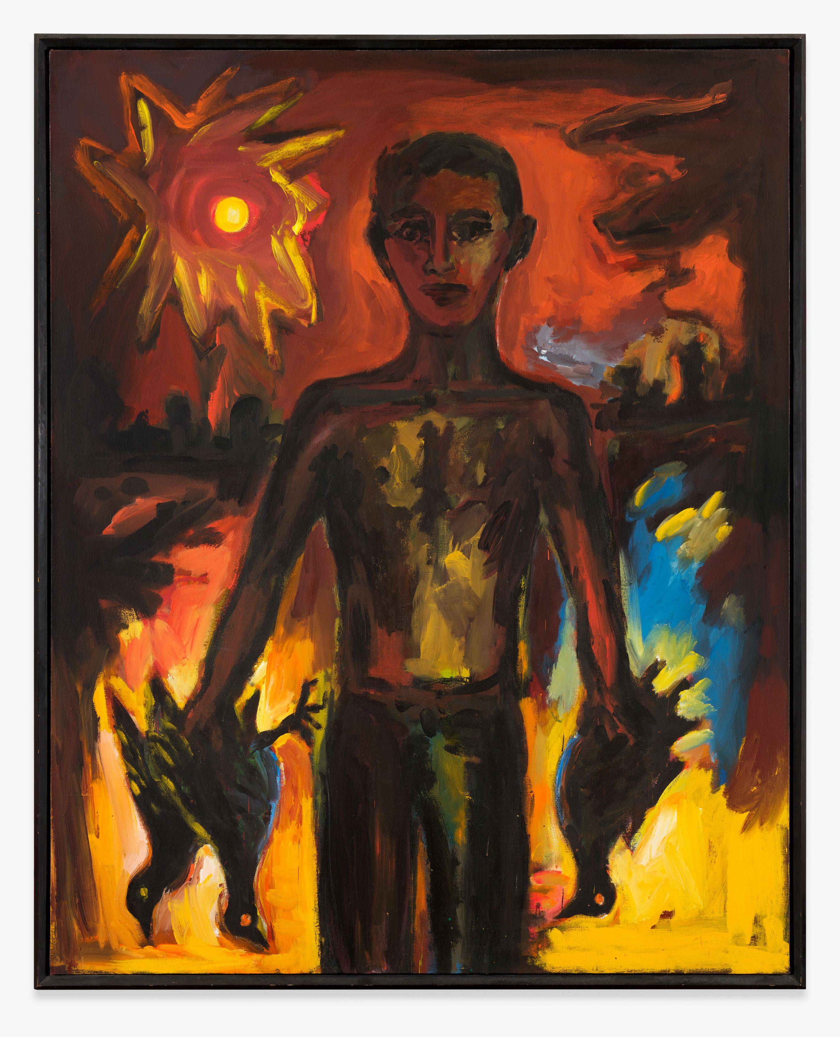This picture shows the following artwork: Helmut Middendorf. ”Junge mit Vögeln”. 1987.