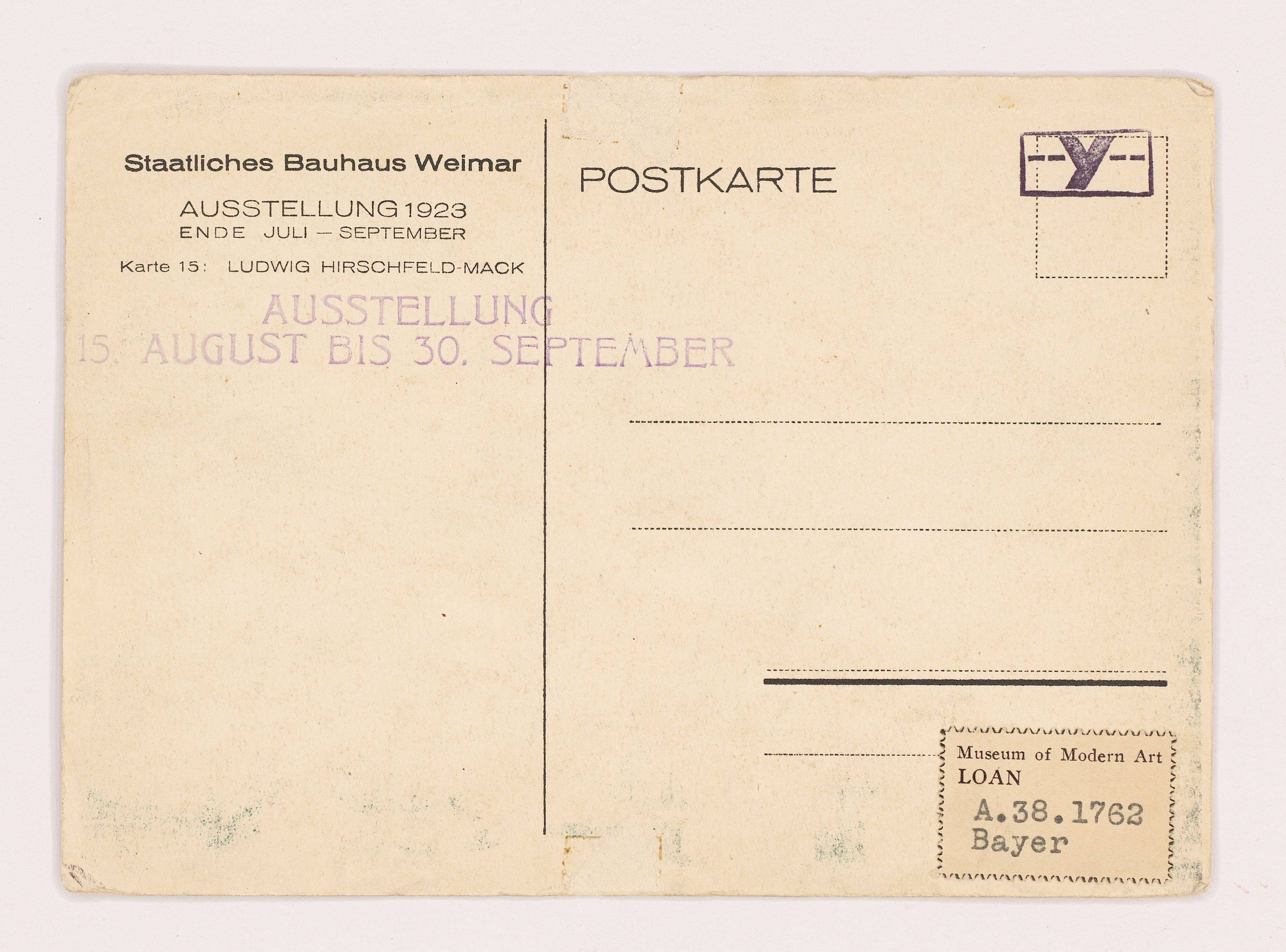 This picture shows the following artwork: Ludwig Hirschfeld-Mack. ”Bauhaus Ausstellung Weimar Sommer 1923”. 1923.