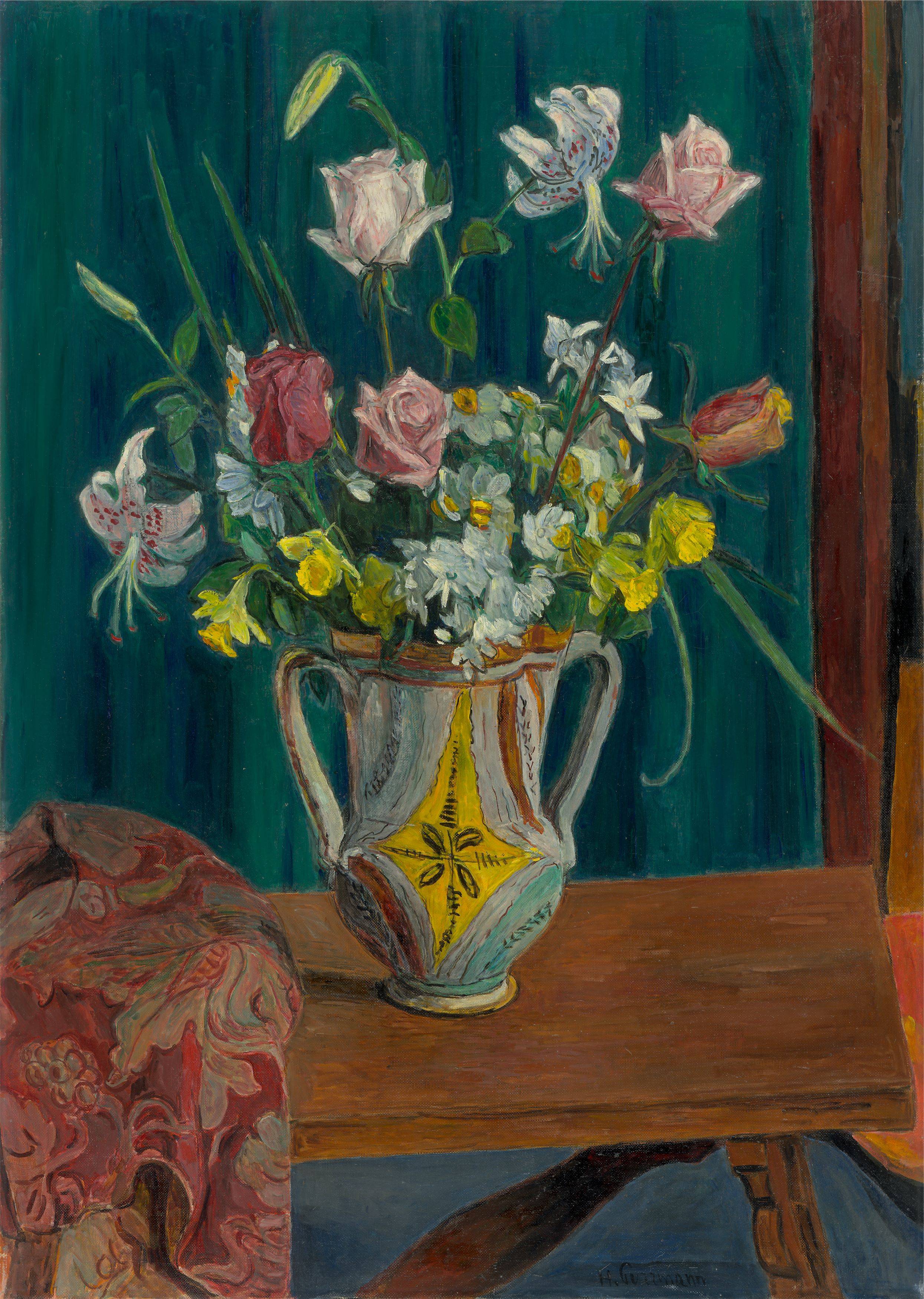 Auf diesem Bild ist das folgende Kunstwerk zu sehen: Hans Purrmann. „Blumenstilleben“. 1941.