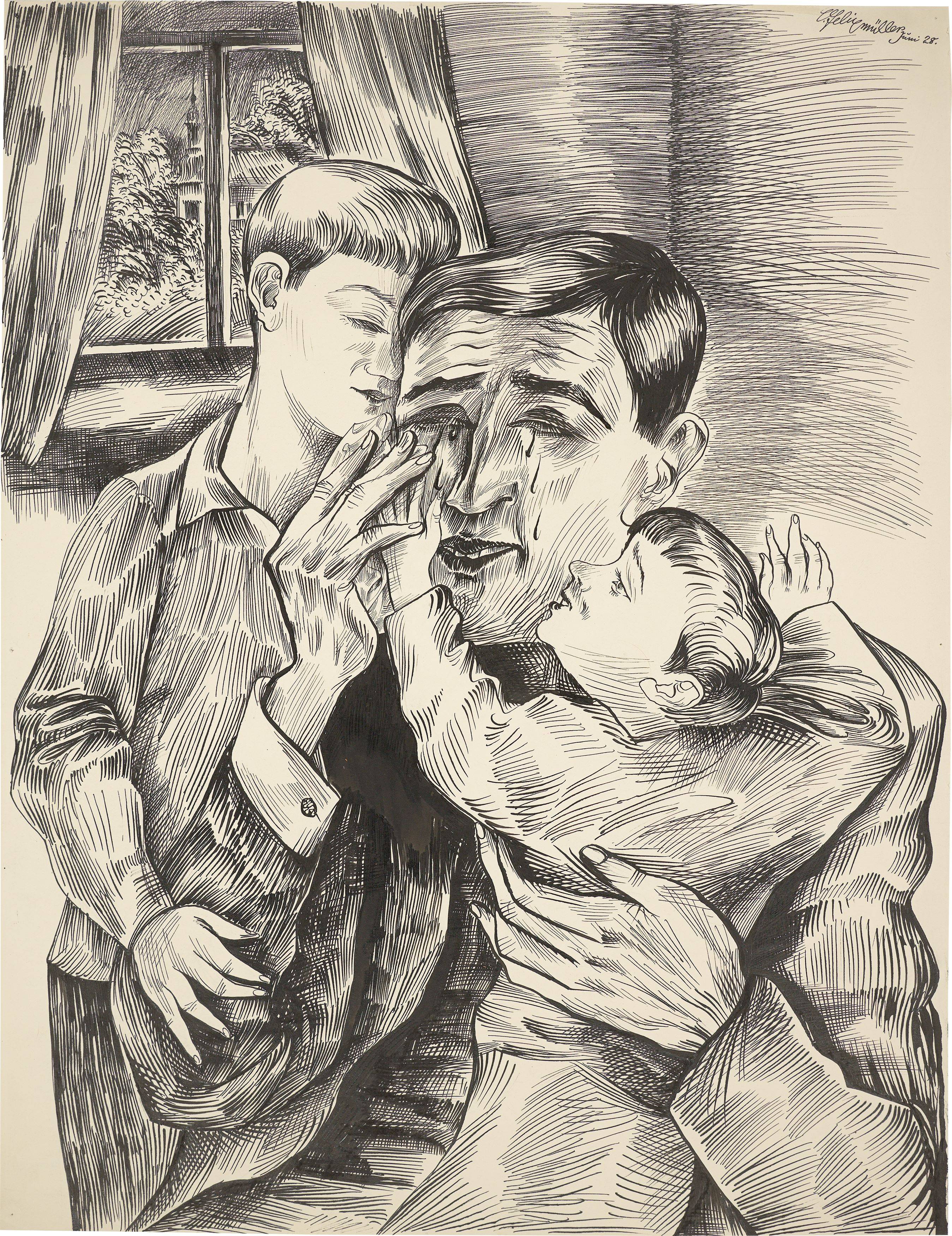 This picture shows the following artwork: Conrad Felixmüller. ”Kummer und Tränen”. 1928.