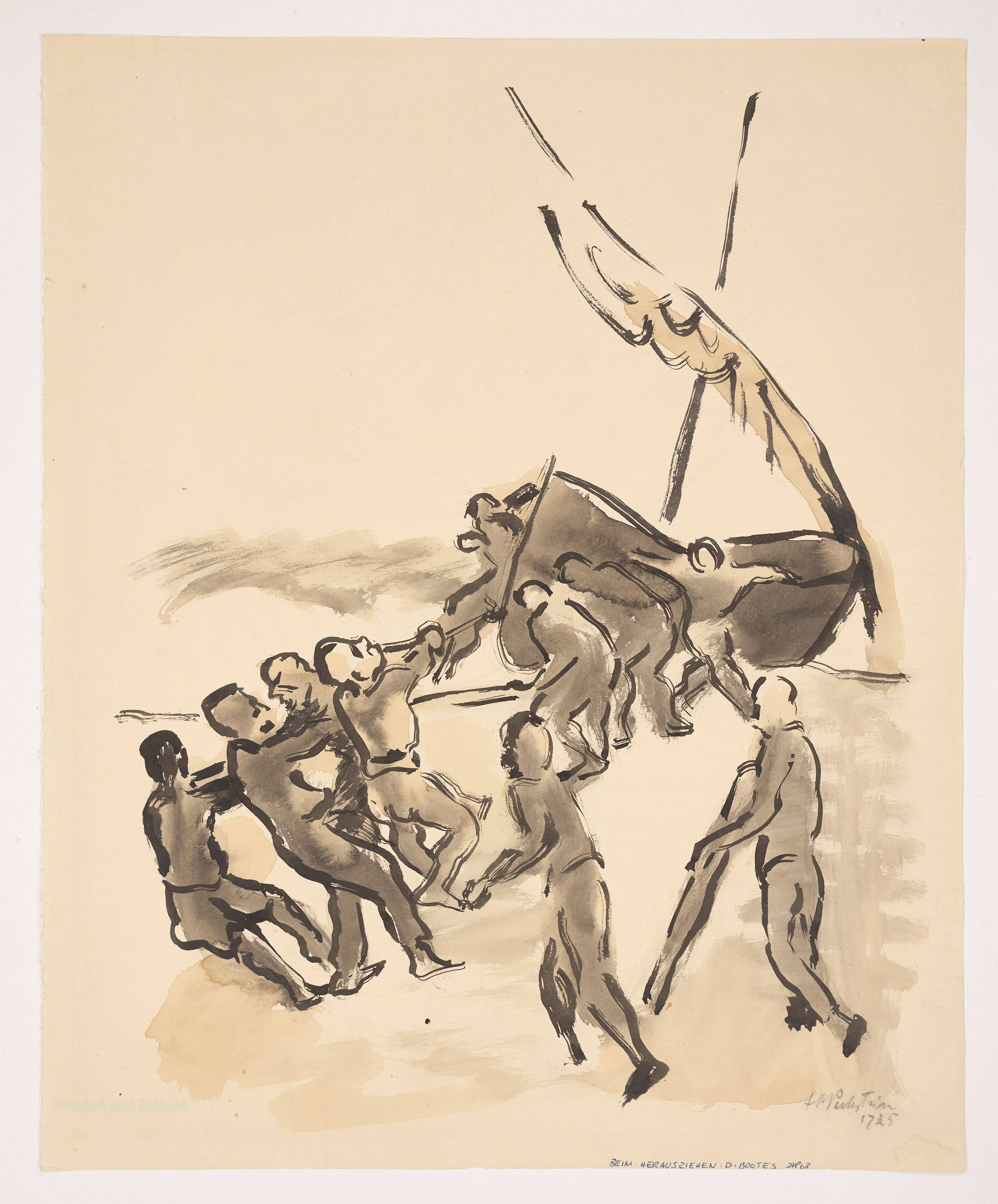 This picture shows the following artwork: Max Pechstein. ”Beim Herausziehen des Bootes”. 1925.