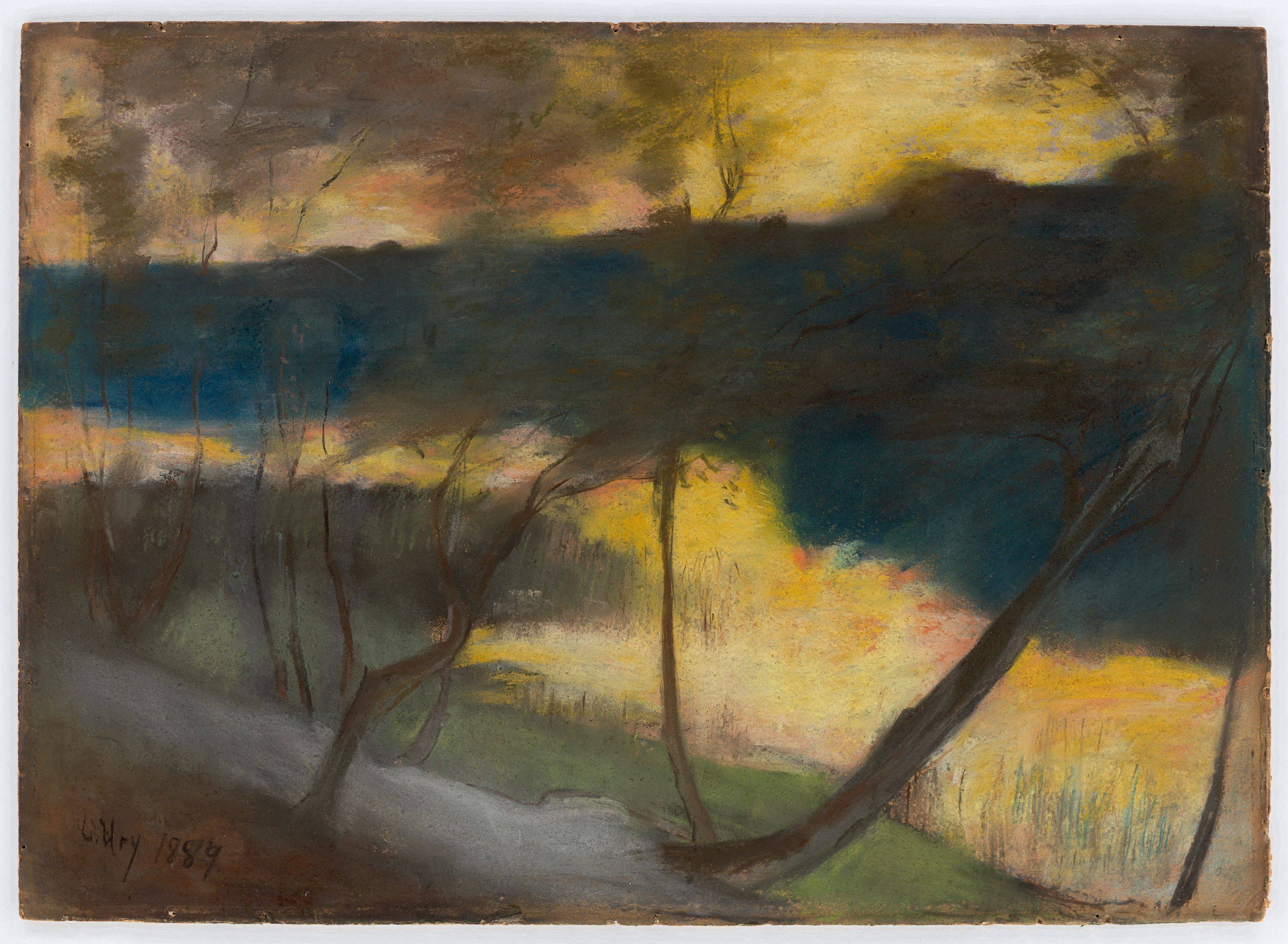 This picture shows the following artwork: Lesser Ury. Lakeside at Dusk. 1889.