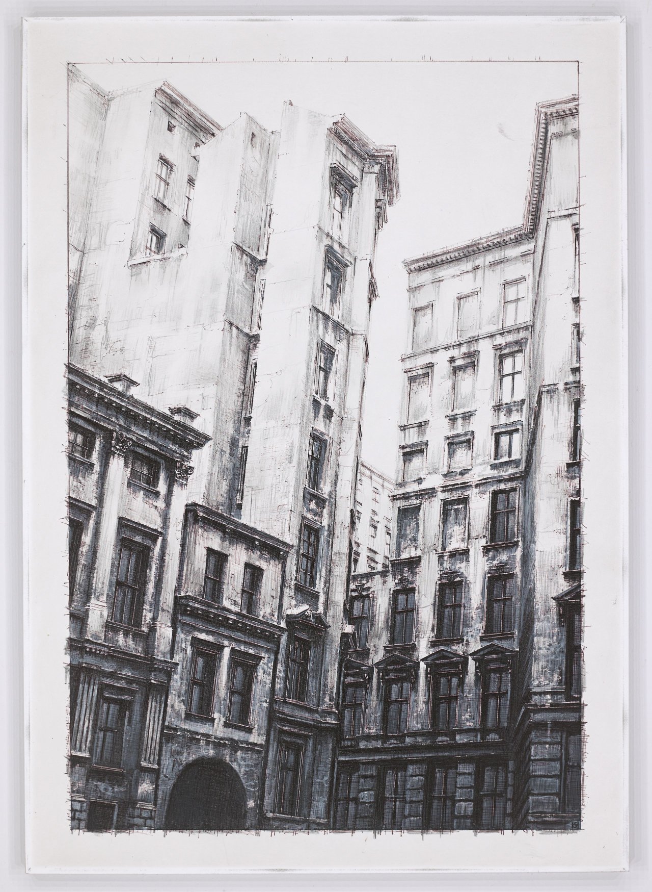 Auf diesem Bild ist das folgende Kunstwerk zu sehen: Stefan Hoenerloh. Vorzeichnung zu: L'Atelier de Rebecca Oldenburg. 2004.