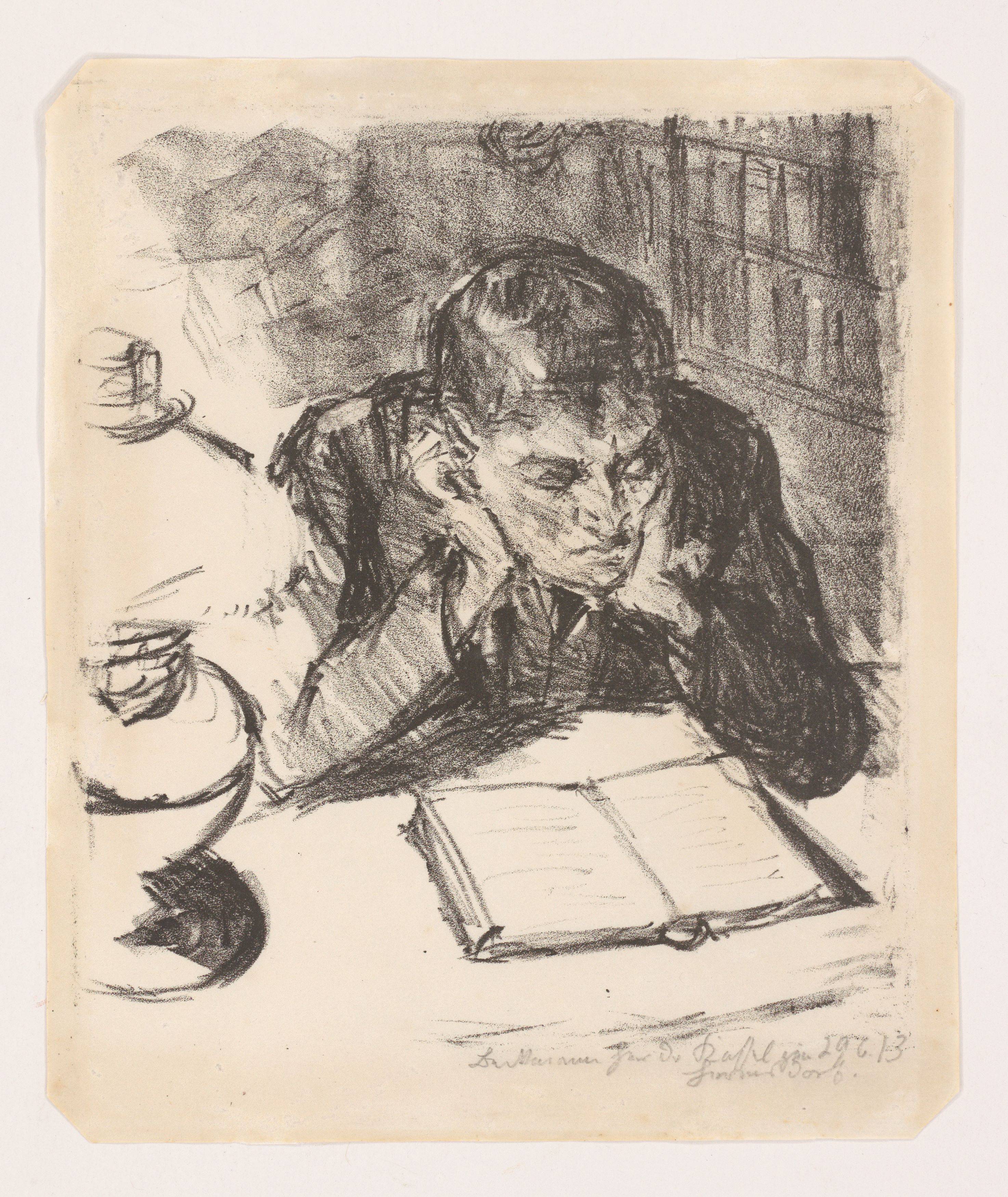 This picture shows the following artwork: Max Beckmann. ”Lesender Mann II (Selbstbildnis)”. 1912.