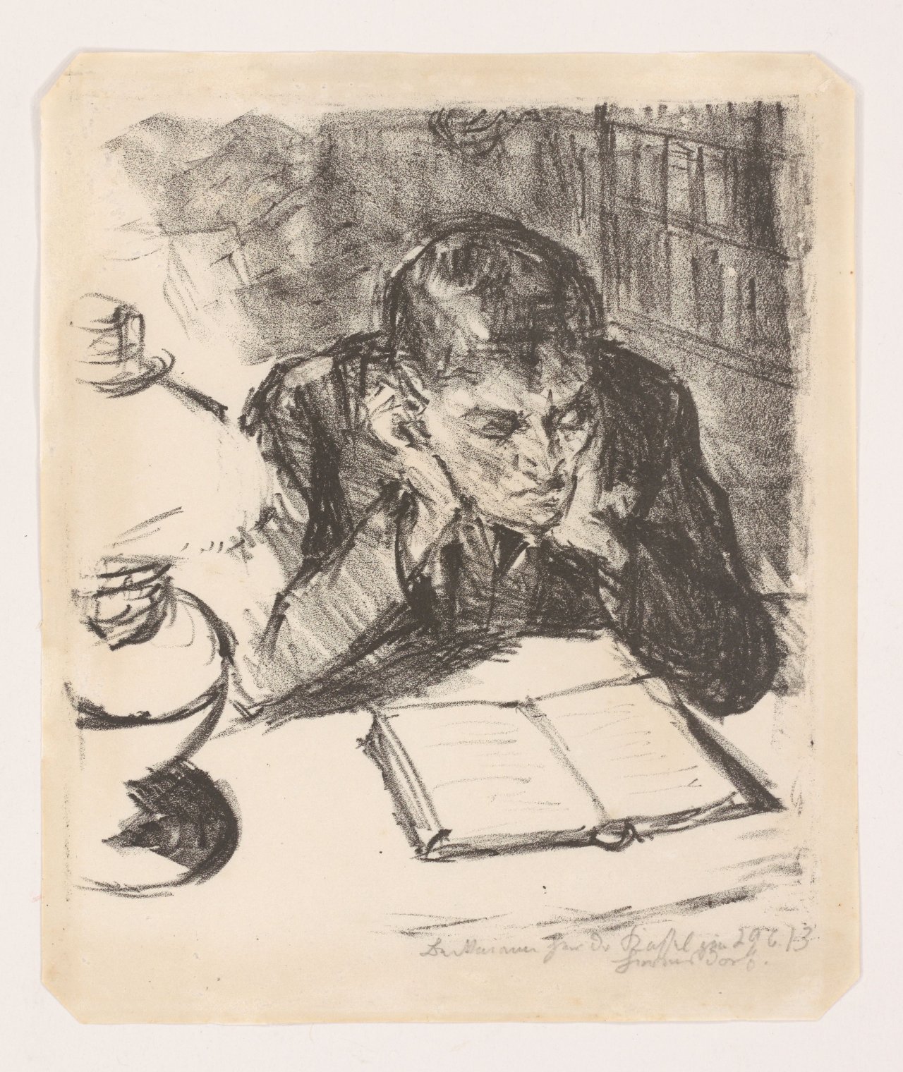 This picture shows the following artwork: Max Beckmann. ”Lesender Mann II (Selbstbildnis)”. 1912.