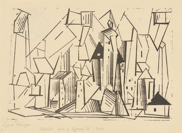 Auf diesem Bild ist das folgende Kunstwerk zu sehen: Lyonel Feininger. „Die Architektur“. 1920/21.