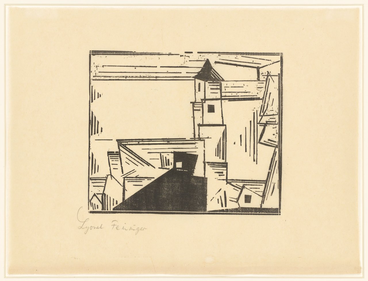 This picture shows the following artwork: Lyonel Feininger. ”Gelbe Dorfkirche, 3”. 1931.