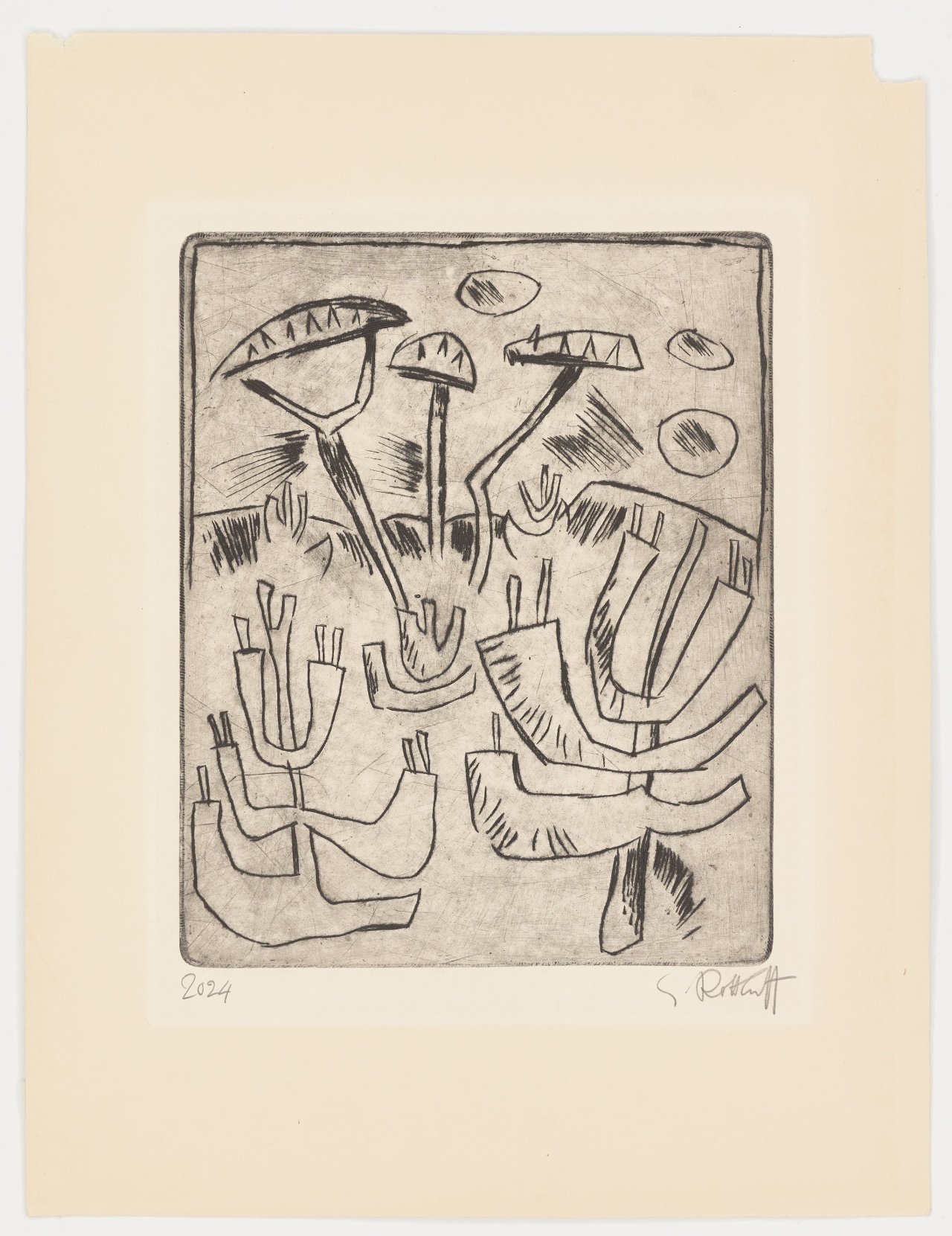 Auf diesem Bild ist das folgende Kunstwerk zu sehen: Karl Schmidt-Rottluff. „Kiefernwald im Frühling“. 1920.