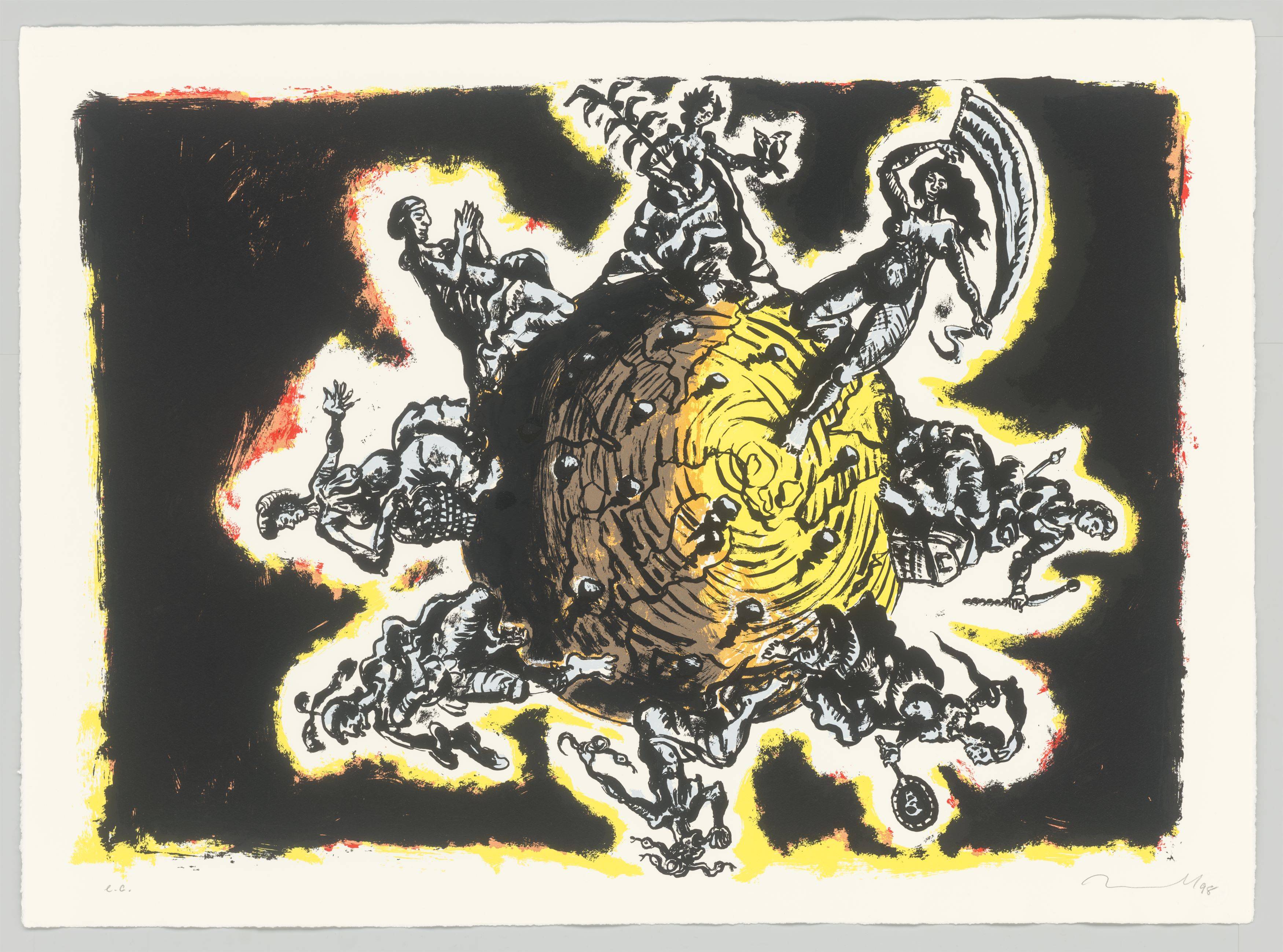 This picture shows the following artwork: Jörg Immendorff. ”Weltlauf”. 1998.
