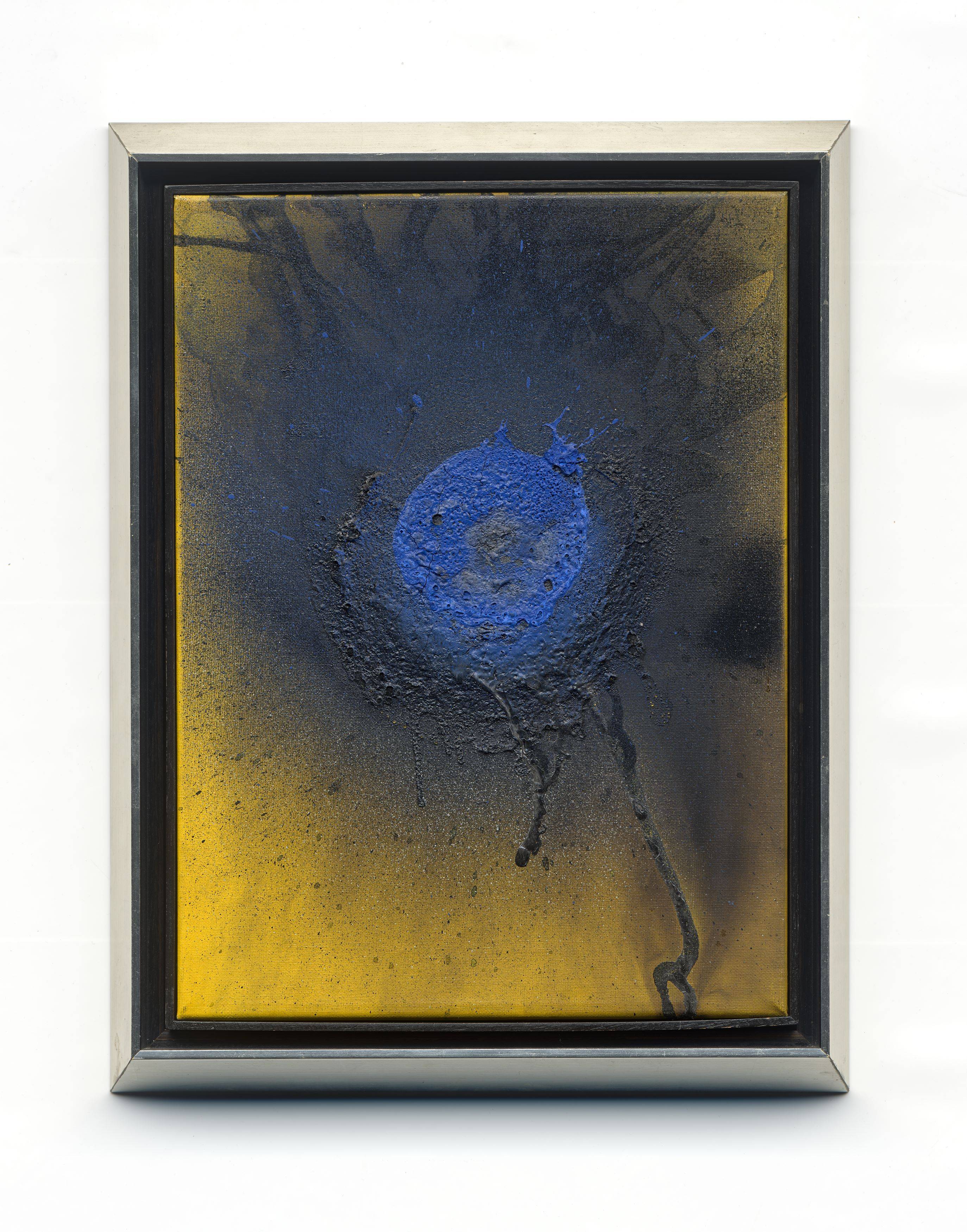 Auf diesem Bild ist das folgende Kunstwerk zu sehen: Otto Piene. „Blauer Wirbel“. 1977.