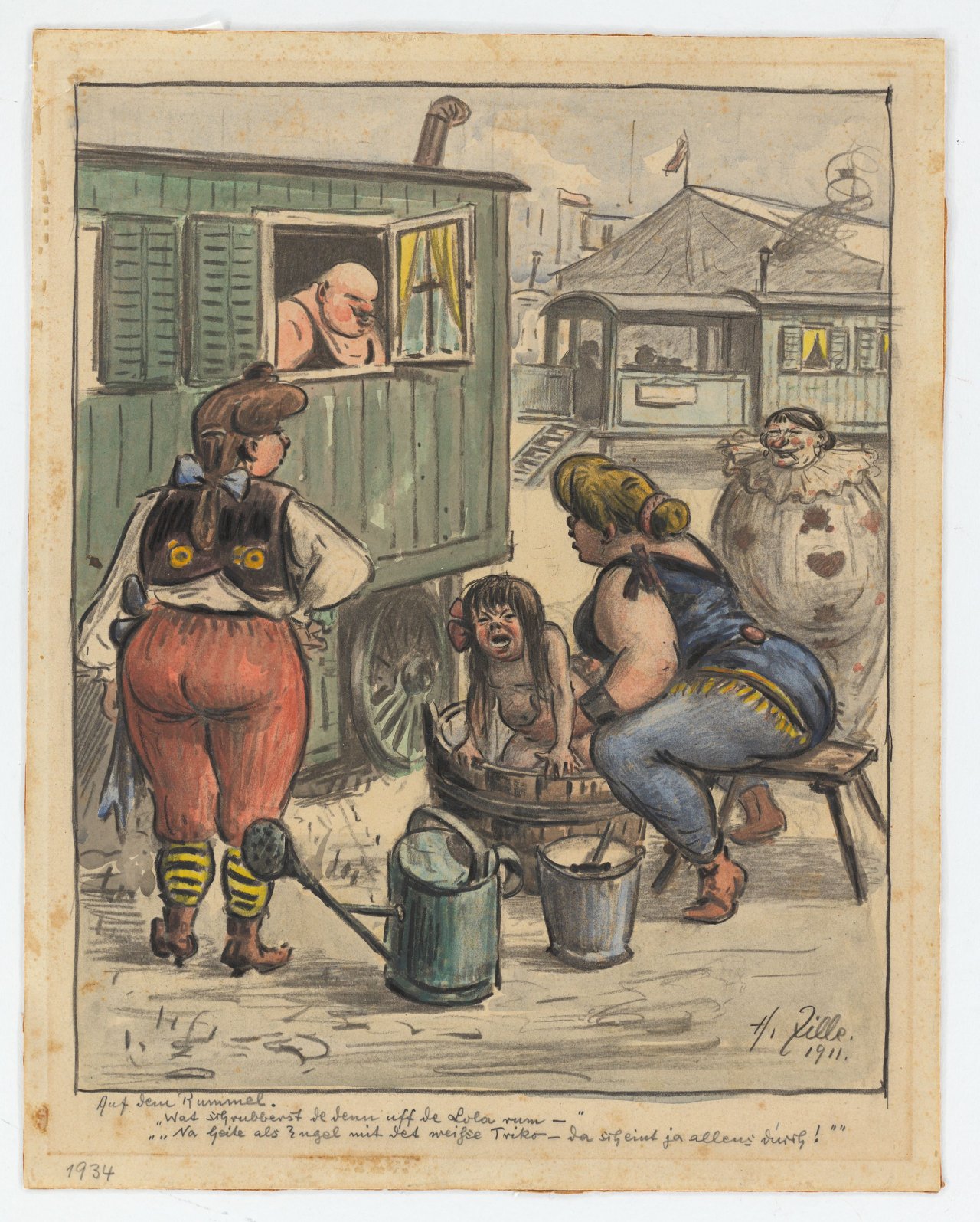 This picture shows the following artwork: Heinrich Zille. At the funfair. 1911.