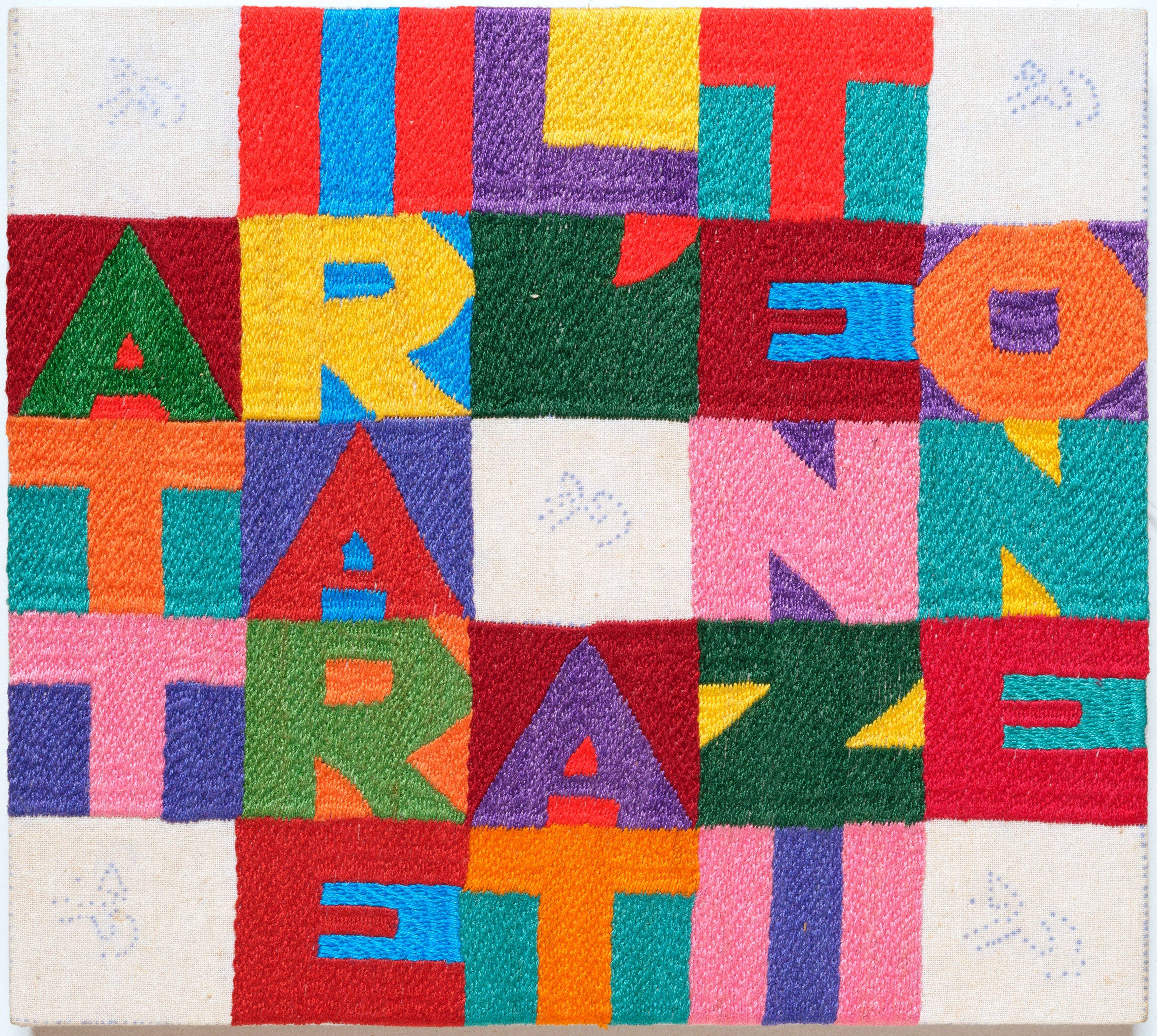 This picture shows the following artwork: Alighiero Boetti. ”Attirare l´attenzione”. 1987.