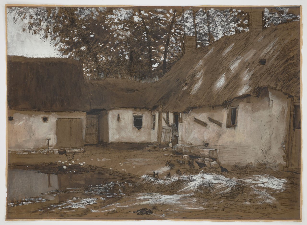 This picture shows the following artwork: Franz Skarbina. ”Hof einer Ferme (Picardie). Sonntagsruhe”. 1888.