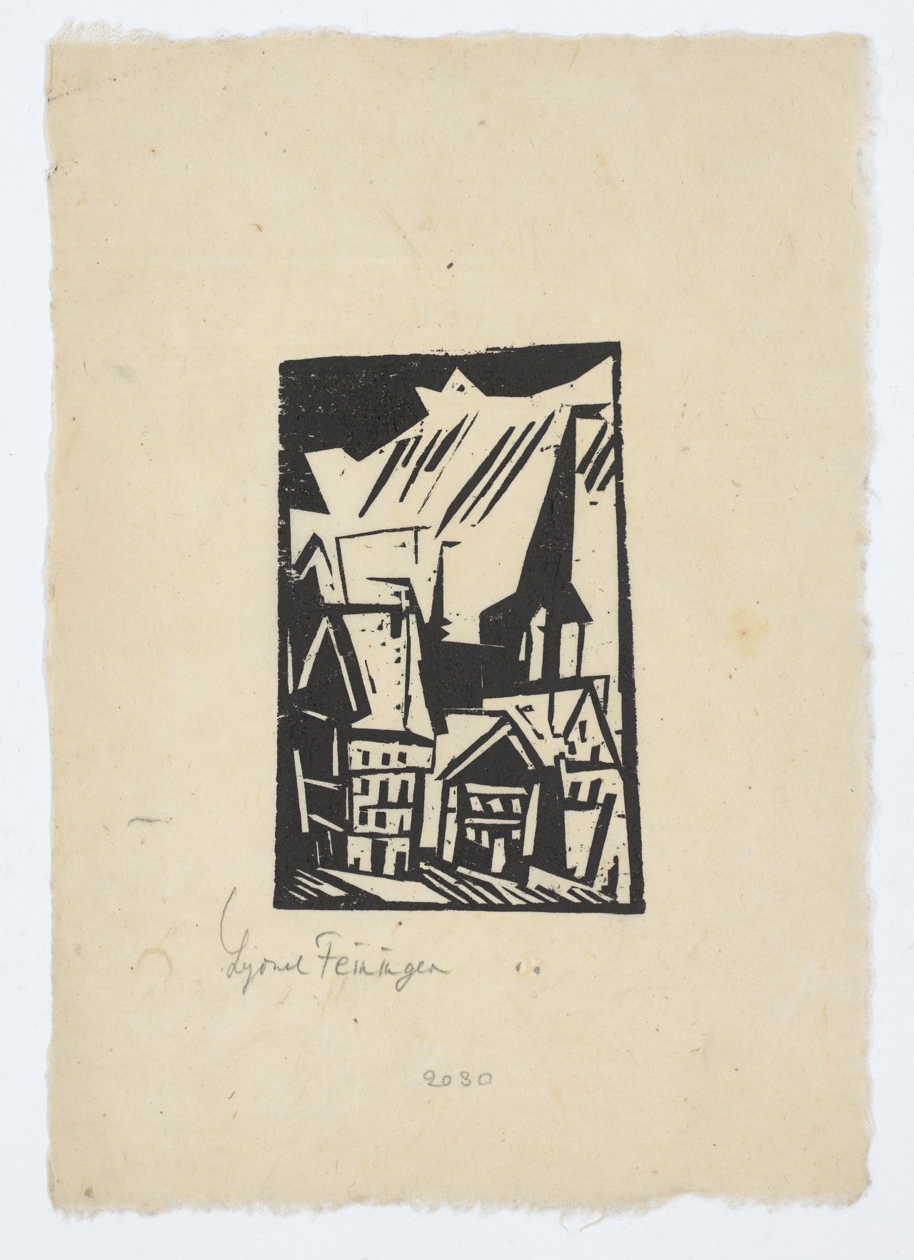 This picture shows the following artwork: Lyonel Feininger. ”Gelmeroda Dorf und Kirche”. 1920.