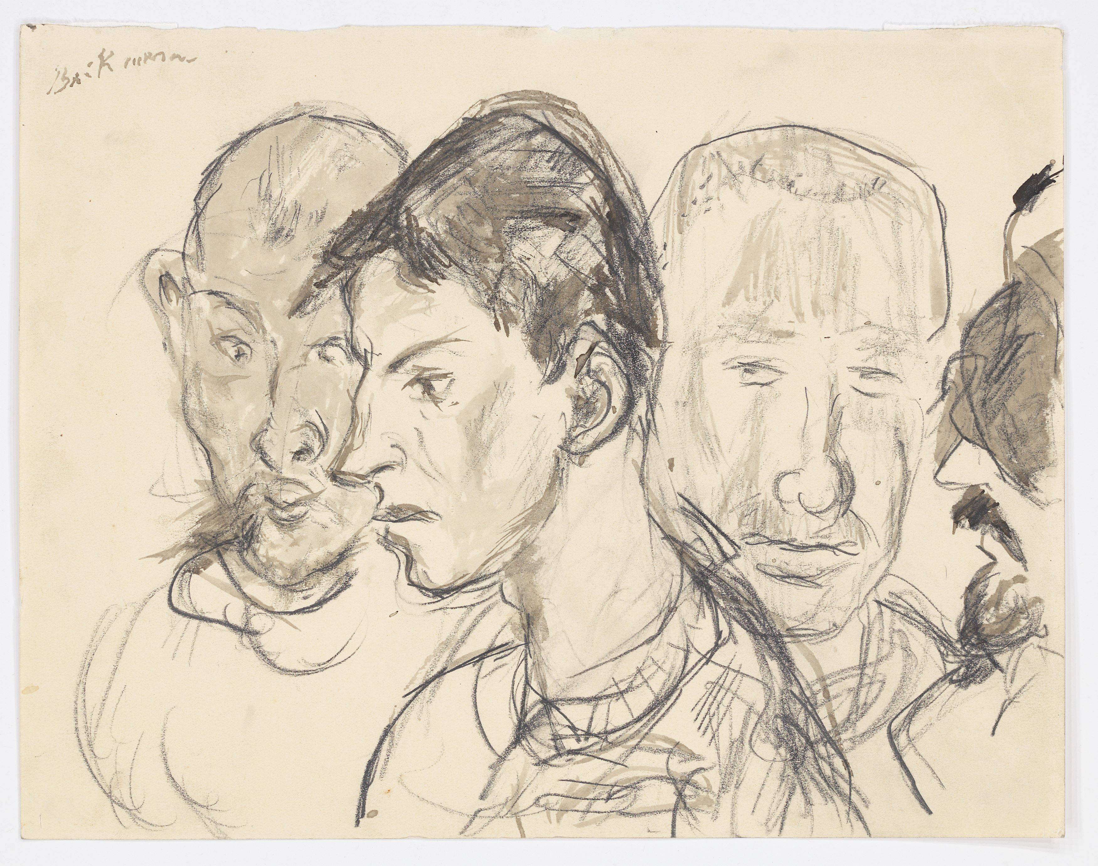 This picture shows the following artwork: Max Beckmann. ”Verwundete – Vier männliche Porträtköpfe”. 1915.