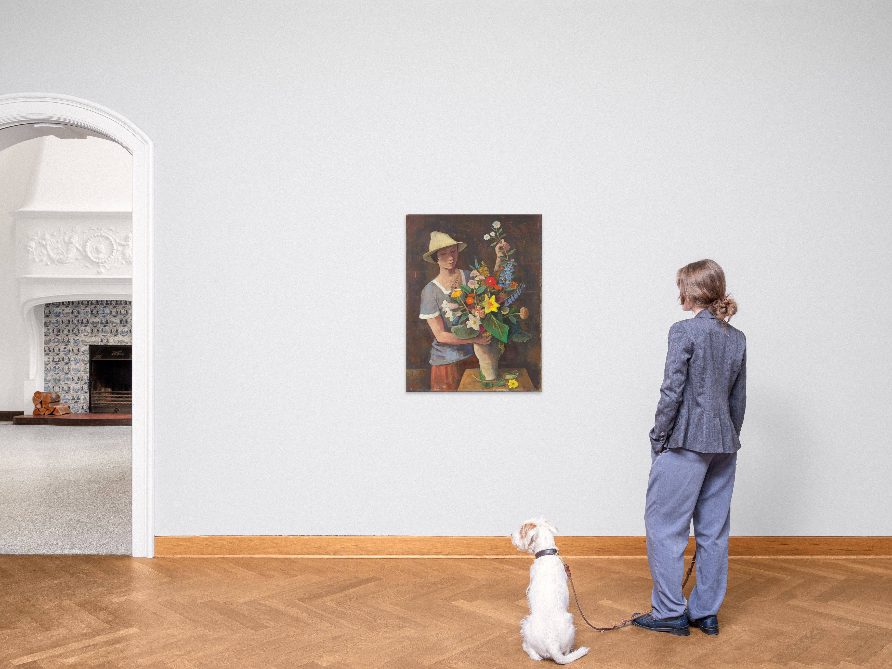 Auf diesem Bild ist das folgende Kunstwerk zu sehen: Karl Hofer. „Mädchen mit Blumenstrauß“. 1943.