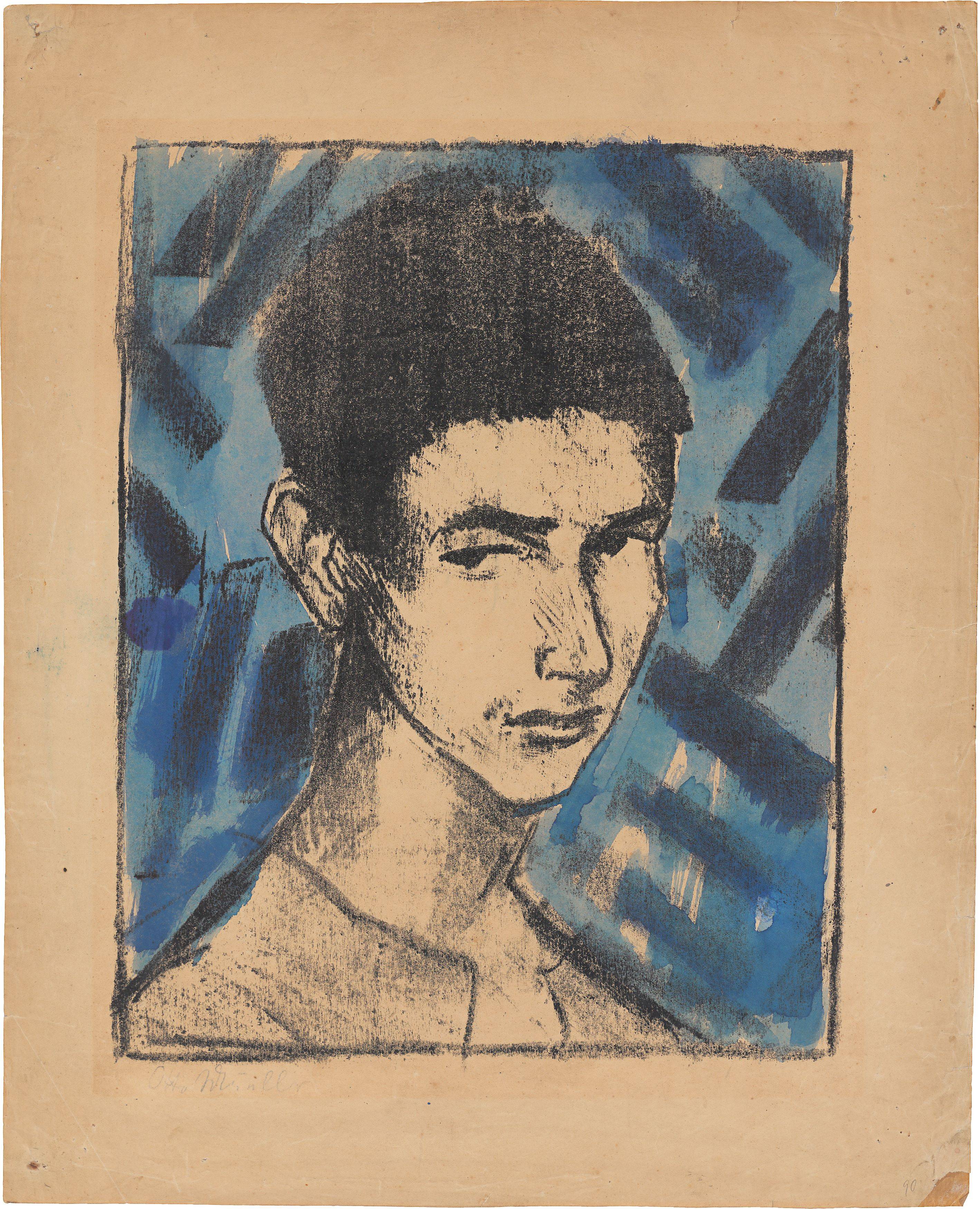 This picture shows the following artwork: Otto Mueller. ”Bildnis Eugen (Knabenkopf 1919)”. 1919.