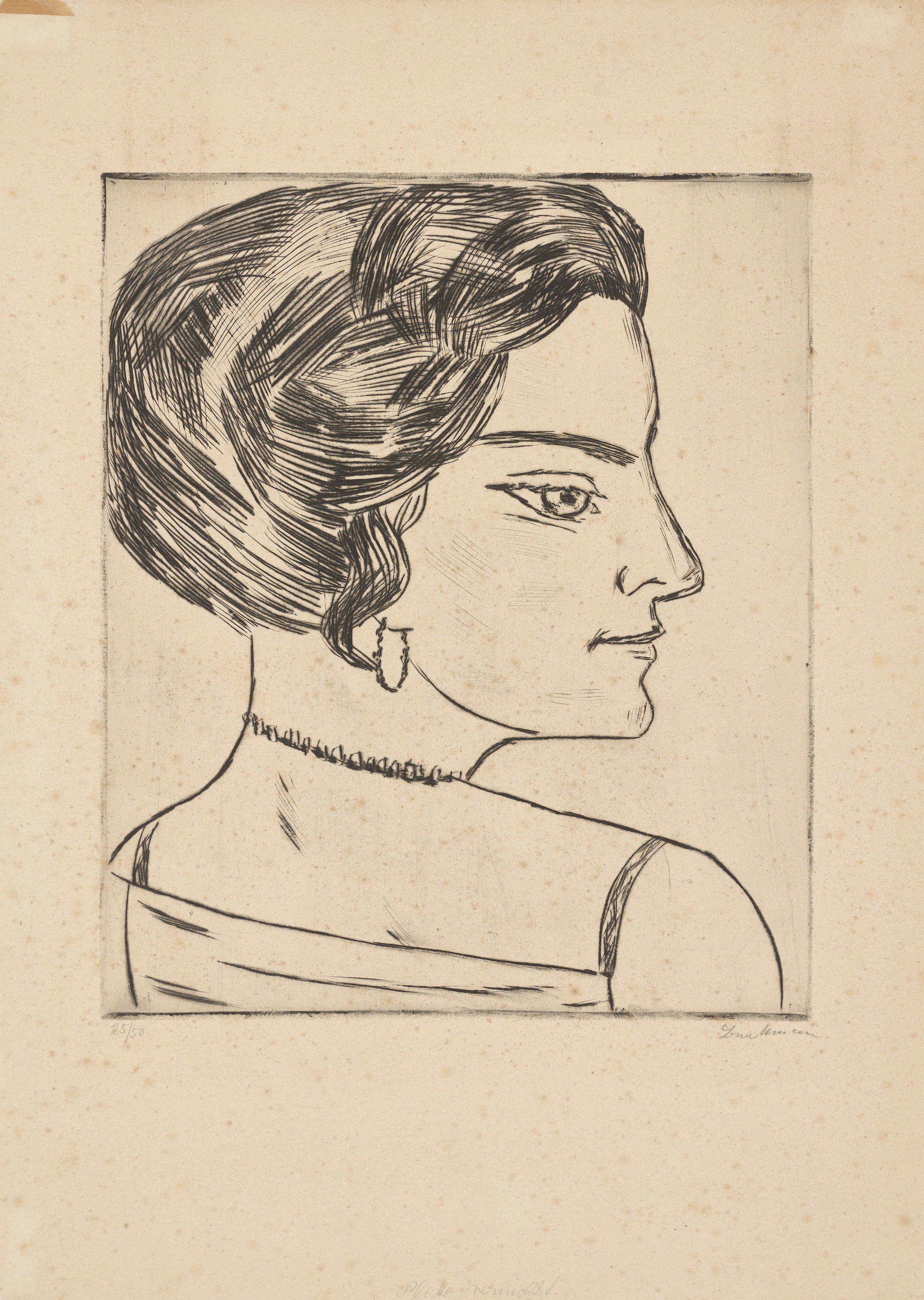 This picture shows the following artwork: Max Beckmann. ”Naila im Profil (Bildnis Frau H. M.)”. 1923.