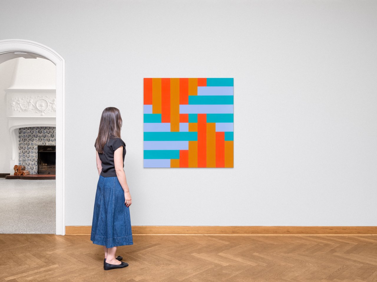 This picture shows the following artwork: Richard Paul Lohse. ”Zwei und zwei gleiche Farbgruppen”. 1965/69.