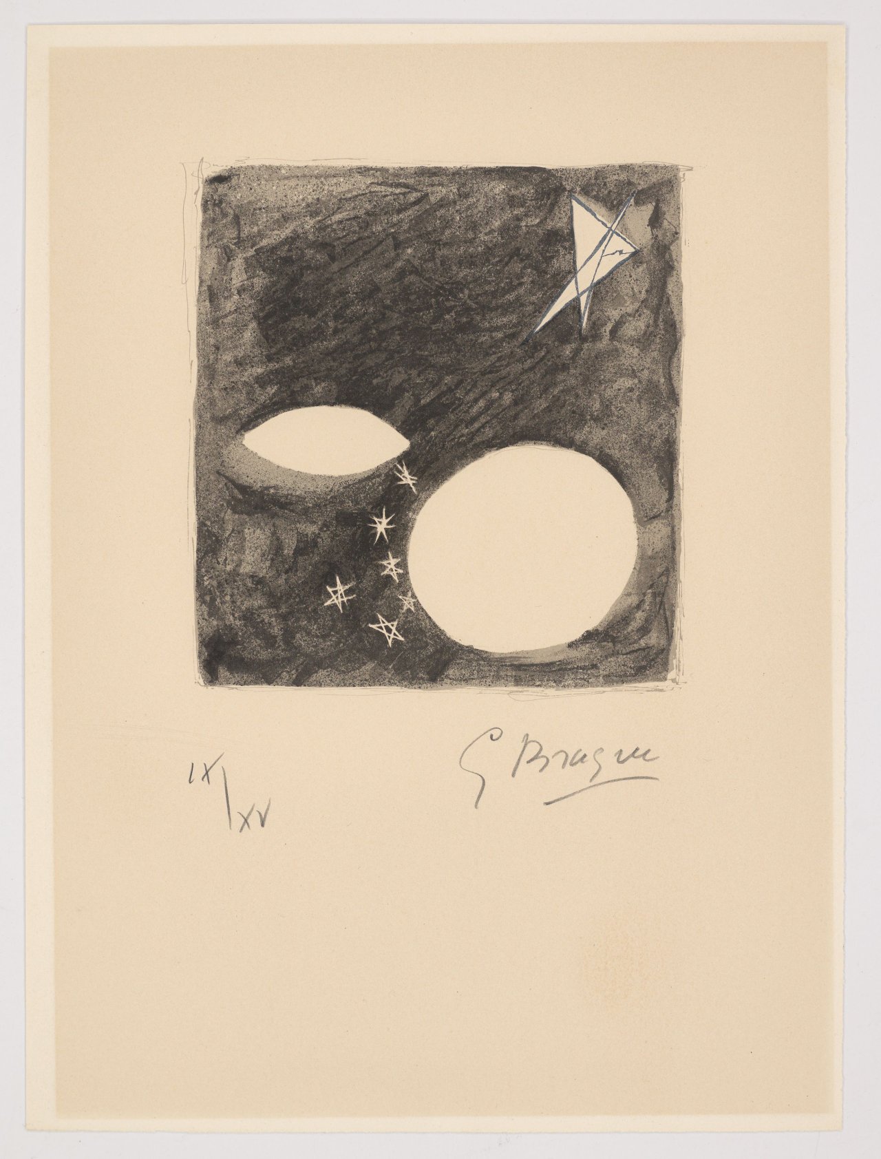 This picture shows the following artwork: Georges Braque. ”La nuit”. 1963.