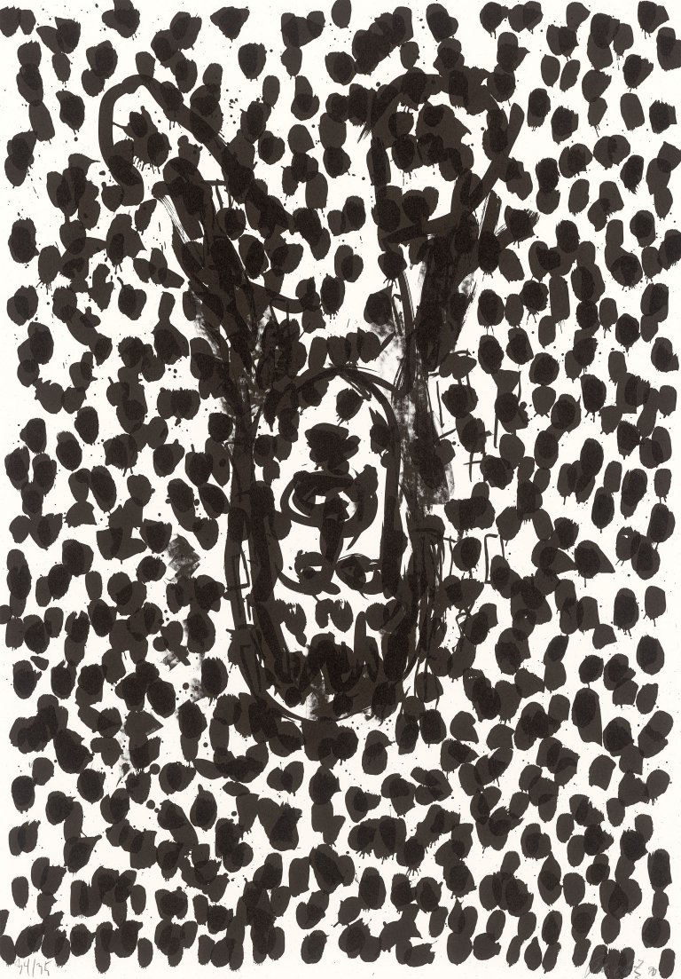 This picture shows the following artwork: Georg Baselitz. From: ”Georg Baselitz - Suite 45”. 1990 .