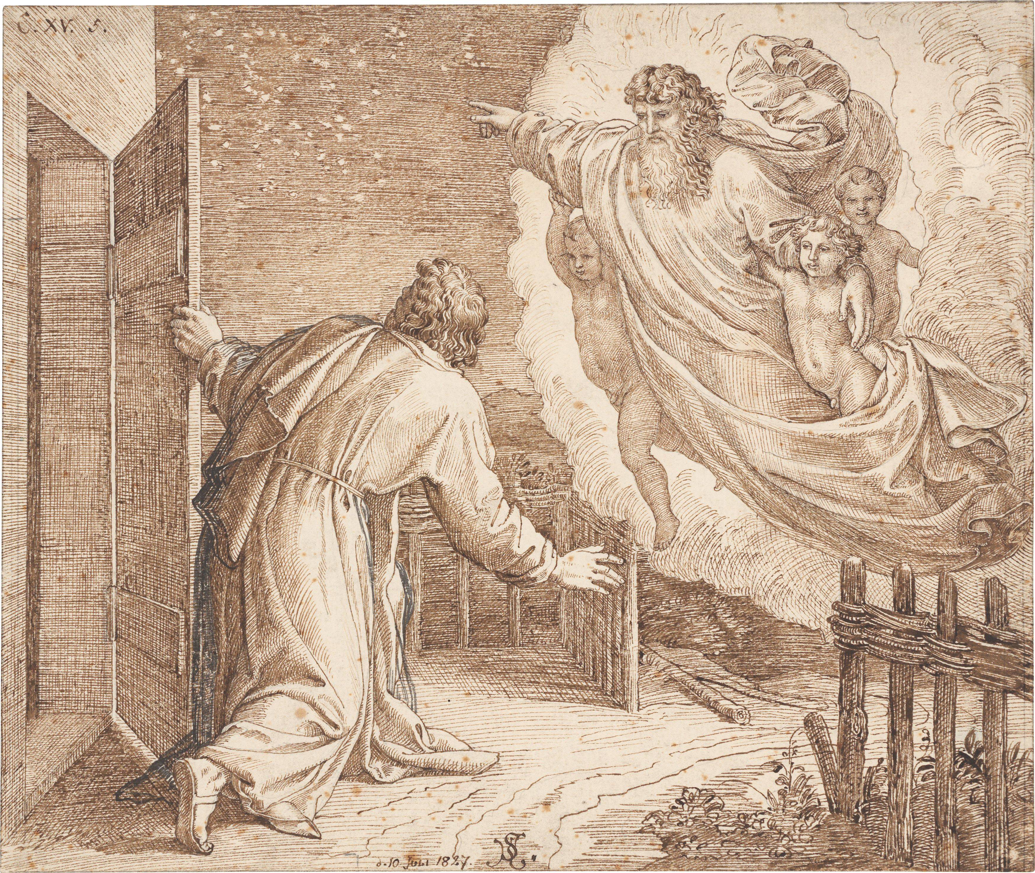 This picture shows the following artwork: Julius Schnorr von Carolsfeld. Gott verheißt Abraham, dass er ein Vater vieler Völker werden soll. 1827.