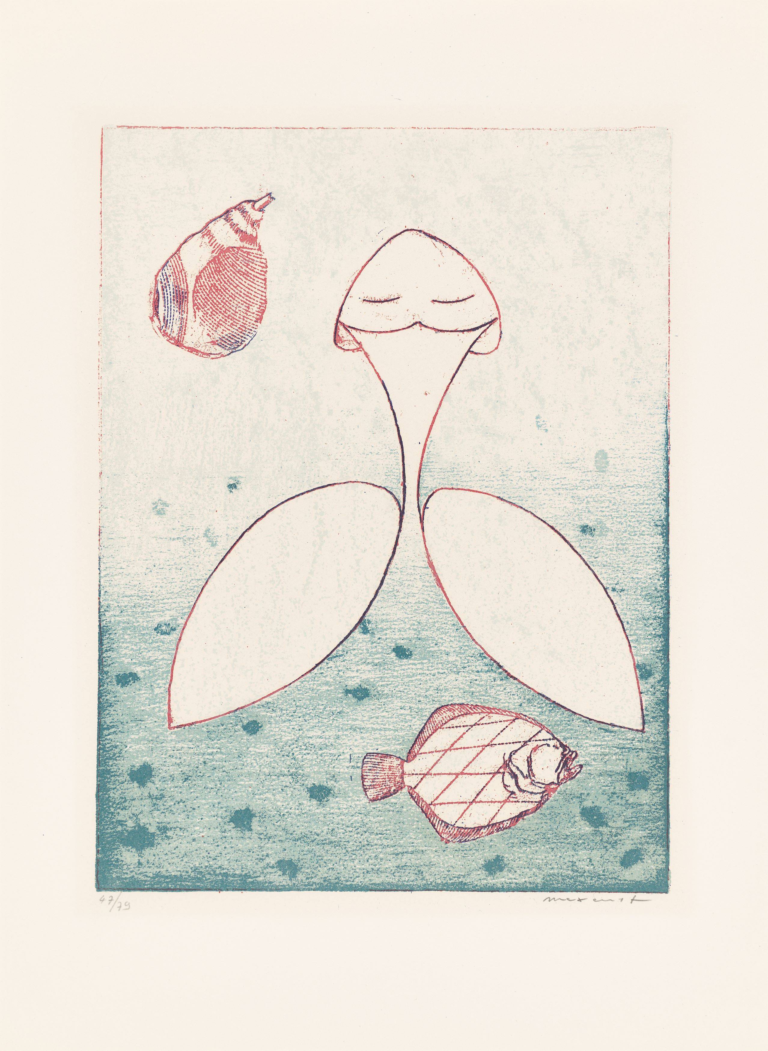 This picture shows the following artwork: Max Ernst. ”Zu: Pierre Hebey, Festin”. 1974.