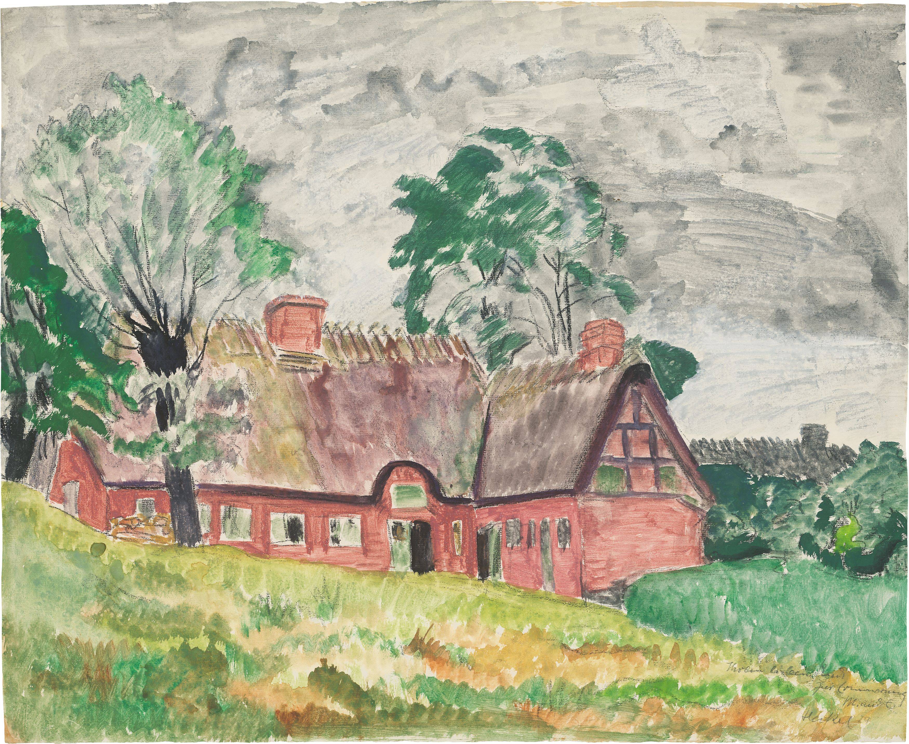 This picture shows the following artwork: Erich Heckel. Landscape with farmhouse. 1929.